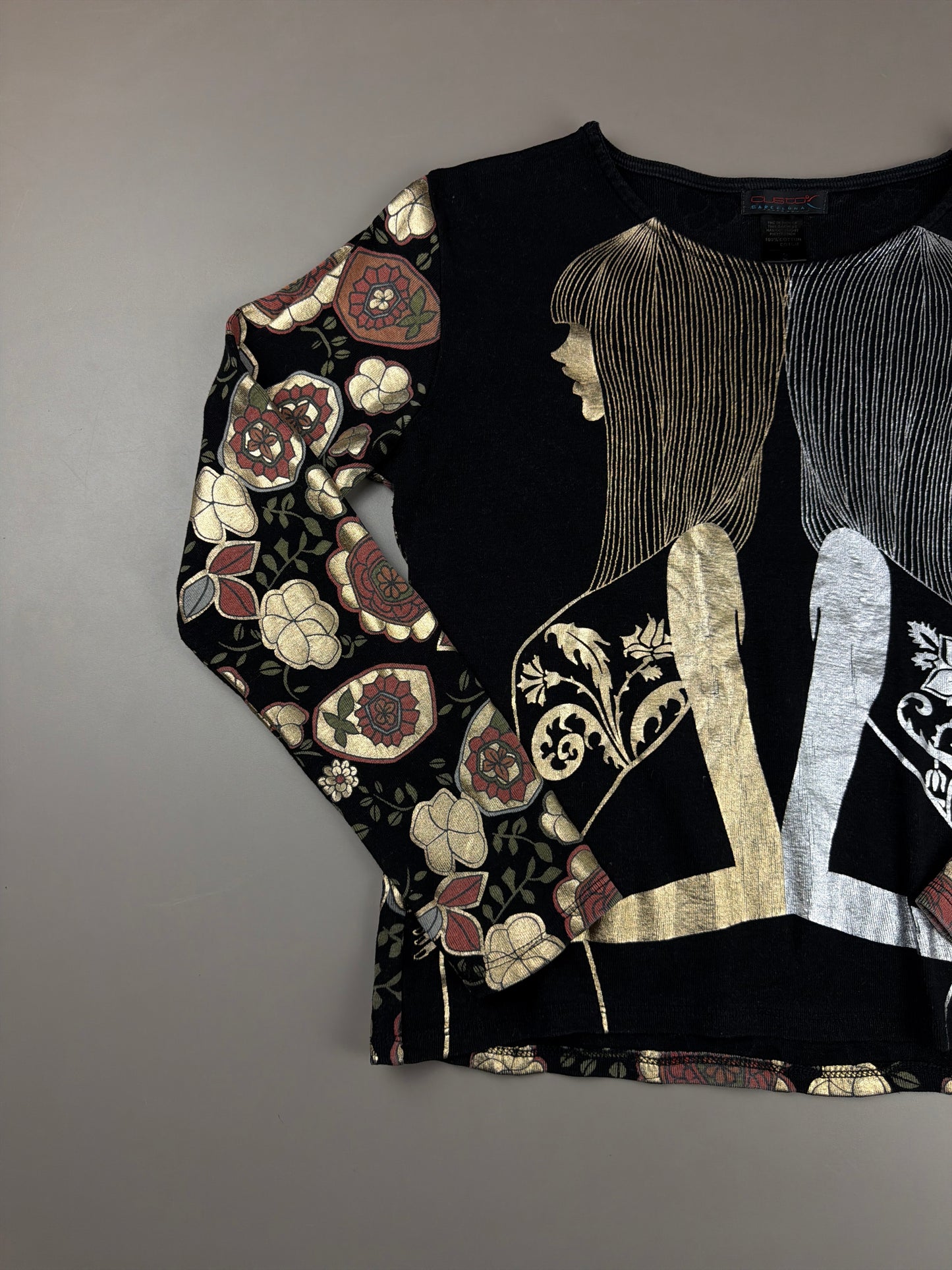 Custo Barcelona Archive "Metallic Twins" Graphic Longsleeve - Black/Gold