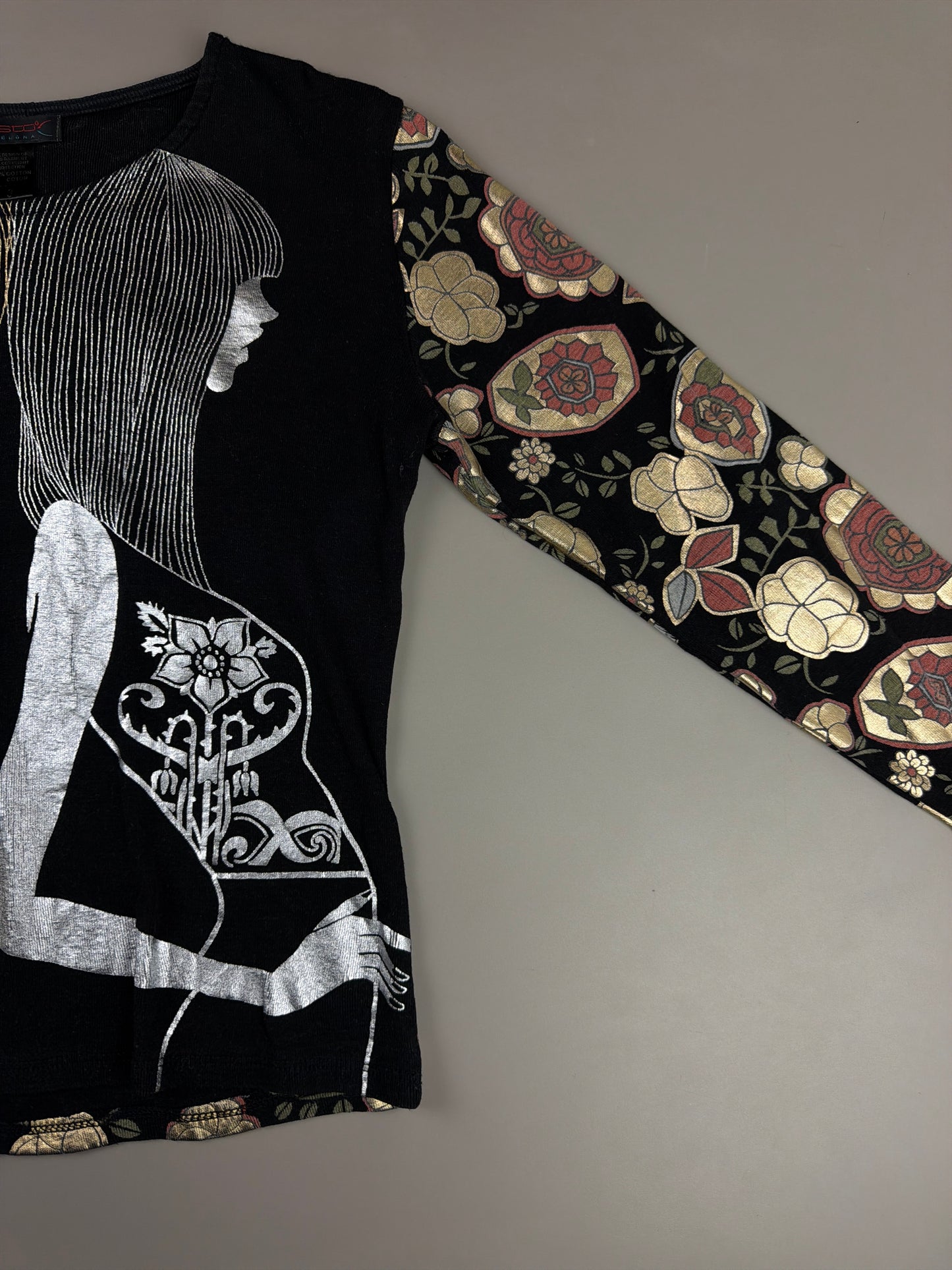 Custo Barcelona Archive "Metallic Twins" Graphic Longsleeve - Black/Gold