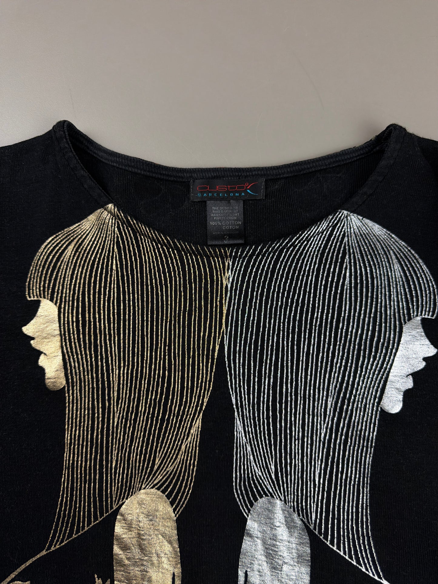 Custo Barcelona Archive "Metallic Twins" Graphic Longsleeve - Black/Gold