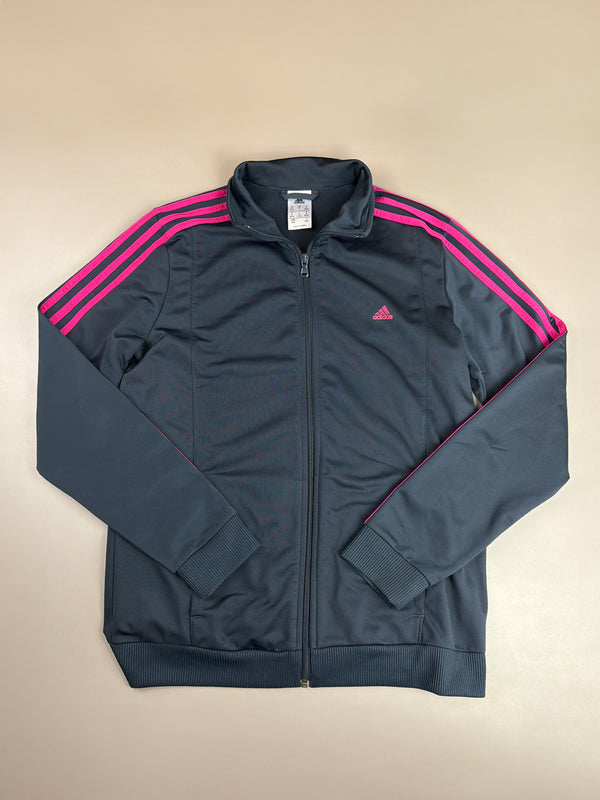 Adidas Y2K "Cybercore" Track Jacket - Charcoal Grey & Hot Pink