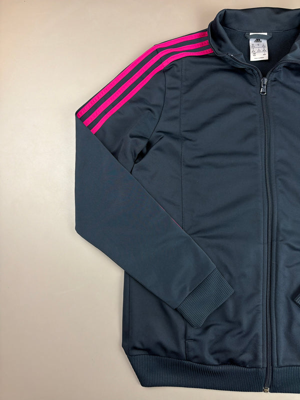 Adidas Y2K "Cybercore" Track Jacket - Charcoal Grey & Hot Pink