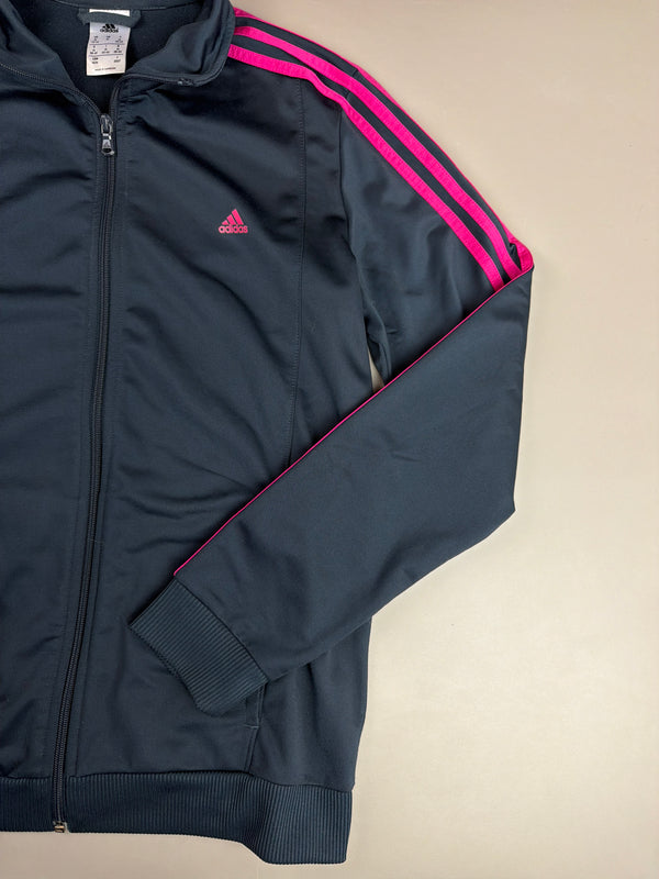Adidas Y2K "Cybercore" Track Jacket - Charcoal Grey & Hot Pink