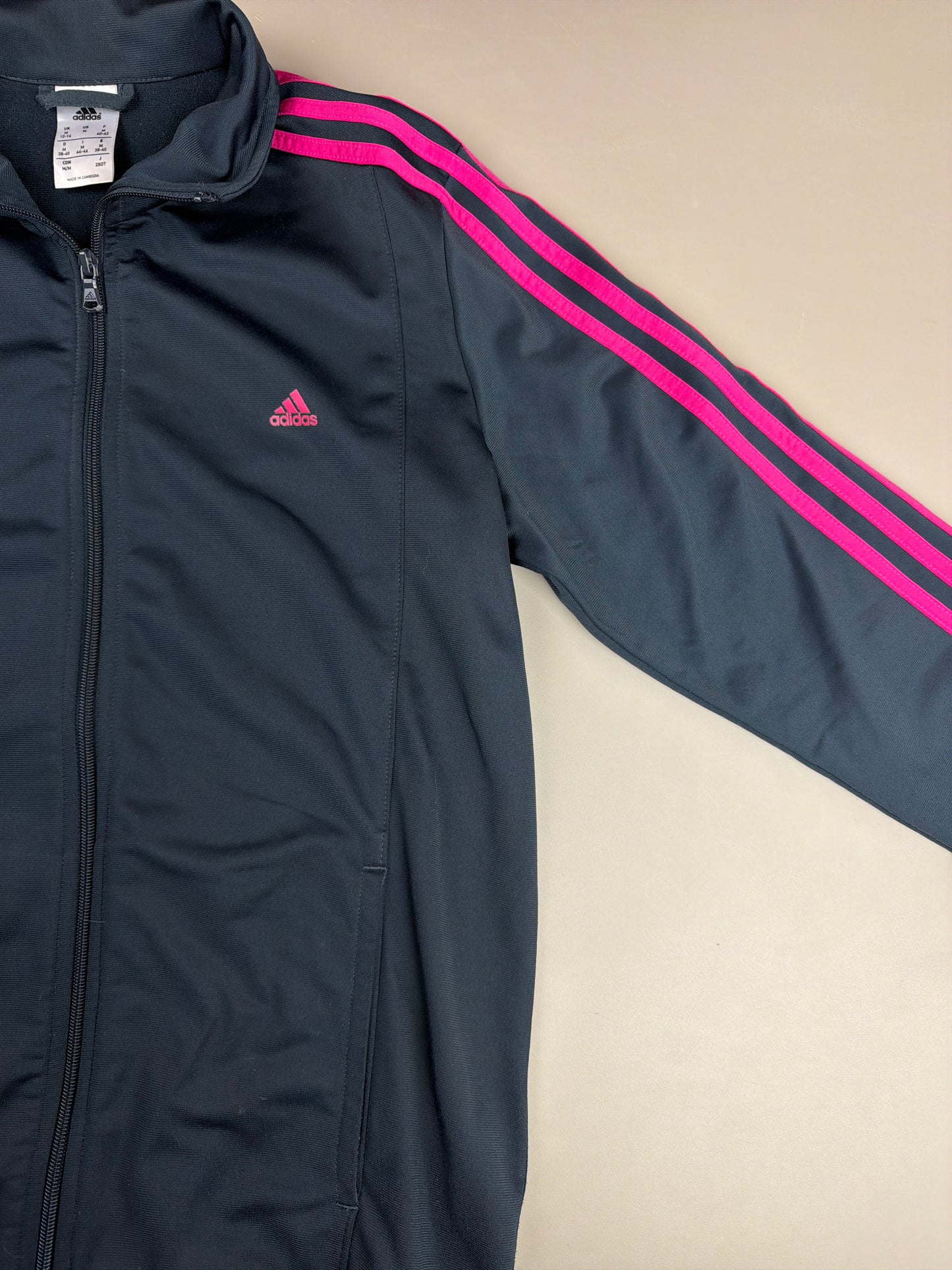 Adidas Y2K "Cybercore" Track Jacket - Charcoal Grey & Hot Pink