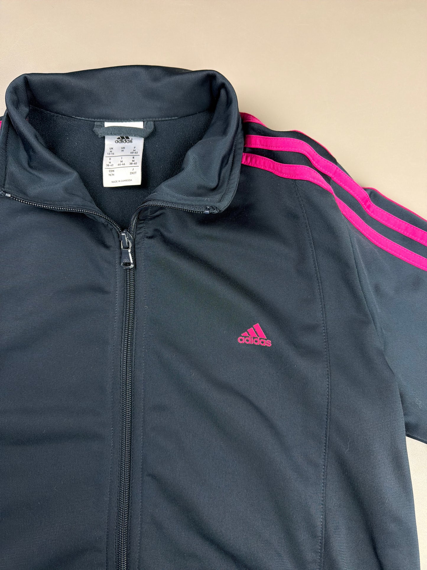 Adidas Y2K "Cybercore" Track Jacket - Charcoal Grey & Hot Pink