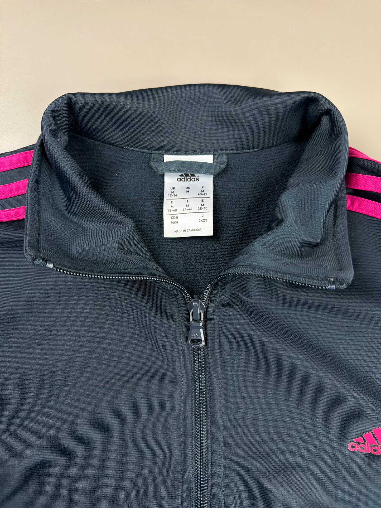 Adidas Y2K "Cybercore" Track Jacket - Charcoal Grey & Hot Pink