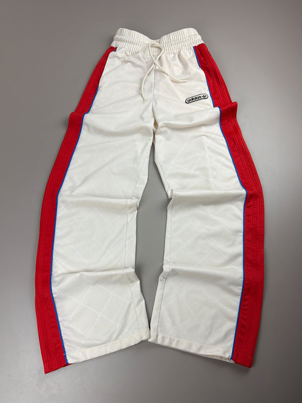 Adidas Y2K "Monogram" Wide Leg Trackpants - Off-White / Racing Red