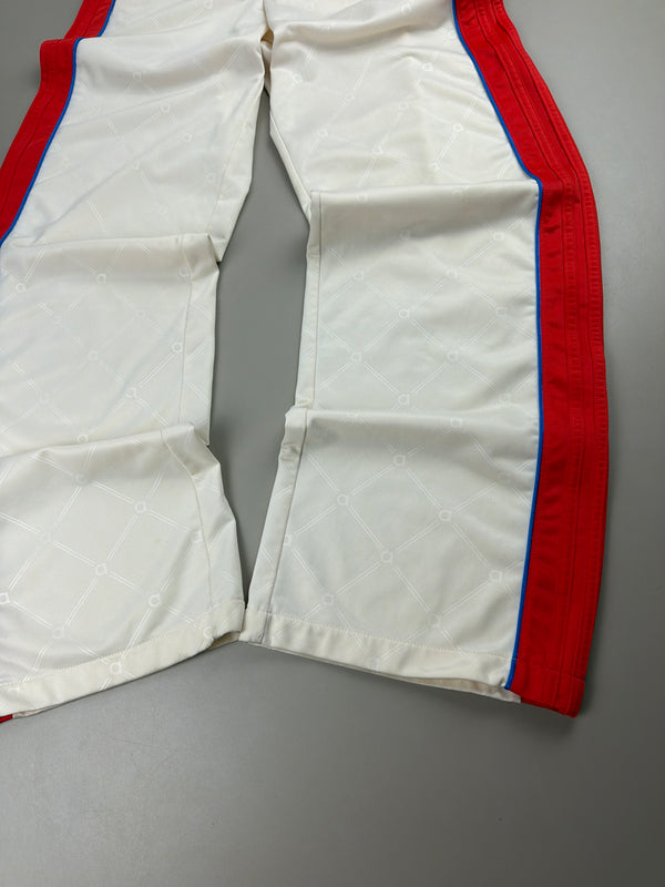 Adidas Y2K "Monogram" Wide Leg Trackpants - Off-White / Racing Red