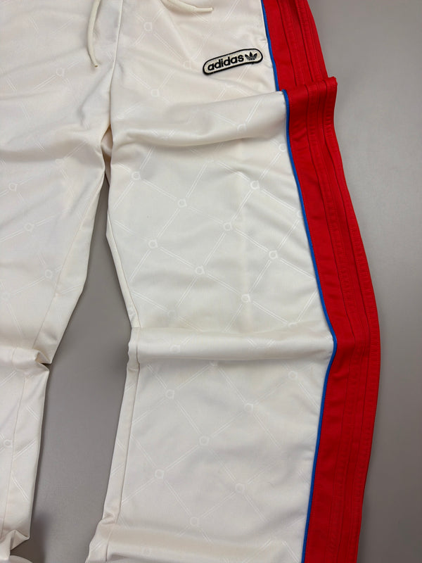 Adidas Y2K "Monogram" Wide Leg Trackpants - Off-White / Racing Red