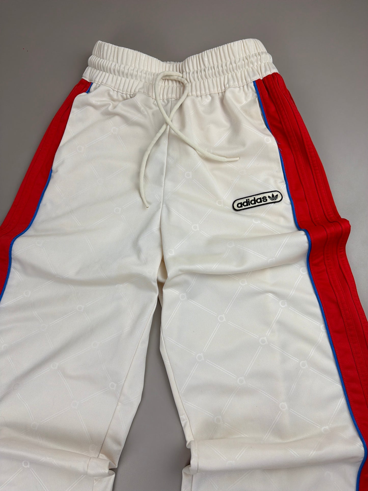 Adidas Y2K "Monogram" Wide Leg Trackpants - Off-White / Racing Red
