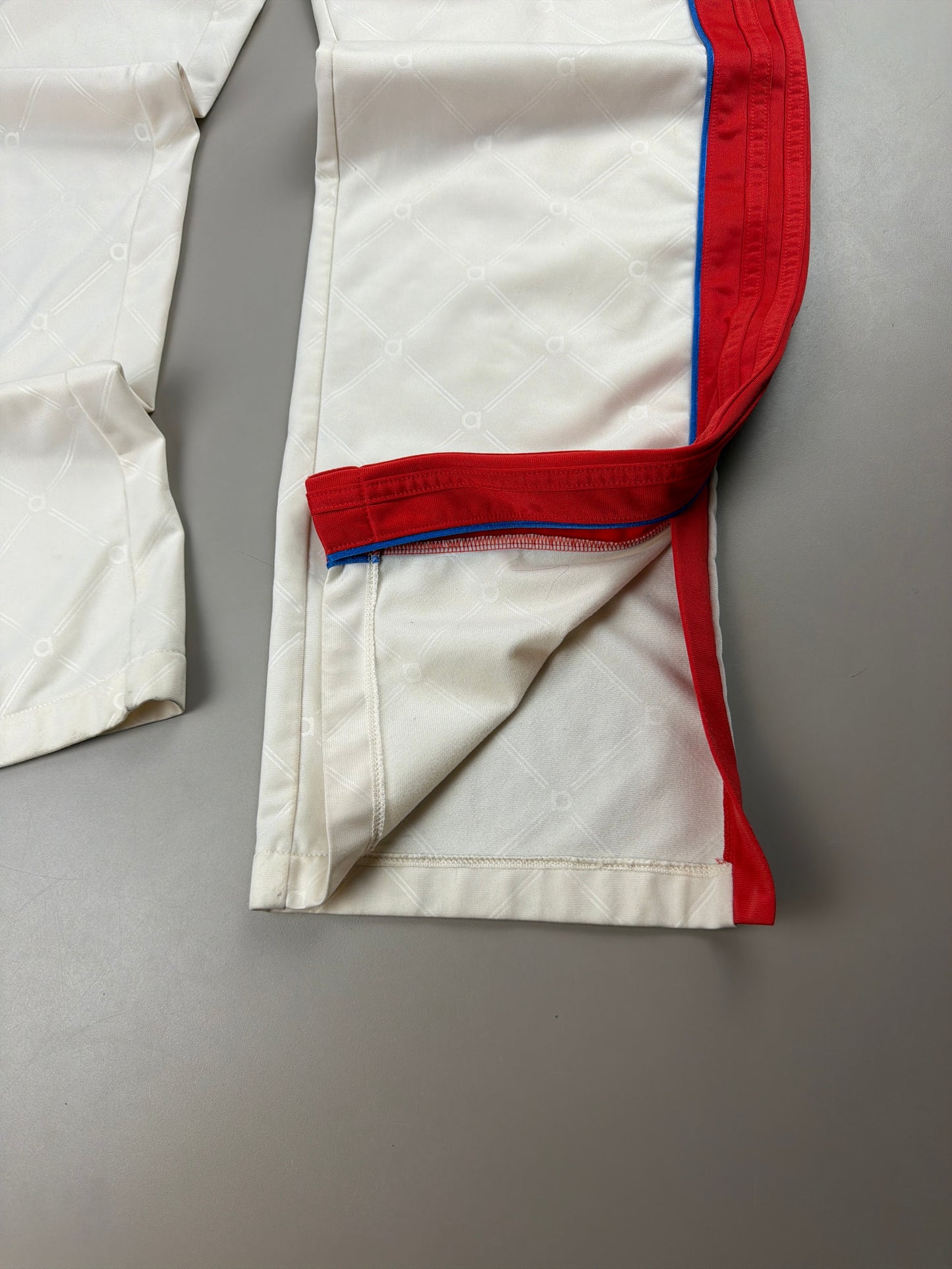 Adidas Y2K "Monogram" Wide Leg Trackpants - Off-White / Racing Red