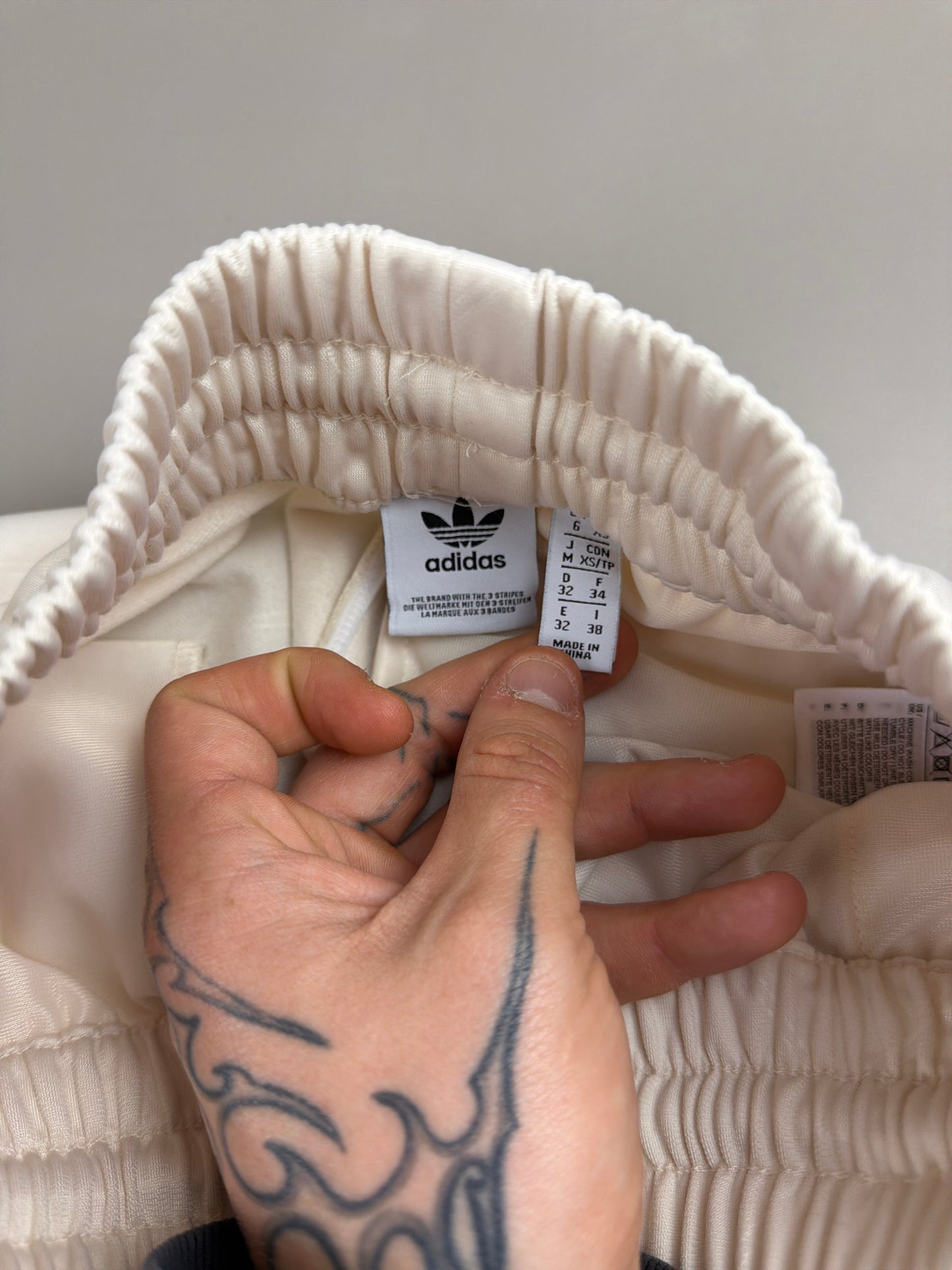 Adidas Y2K "Monogram" Wide Leg Trackpants - Off-White / Racing Red