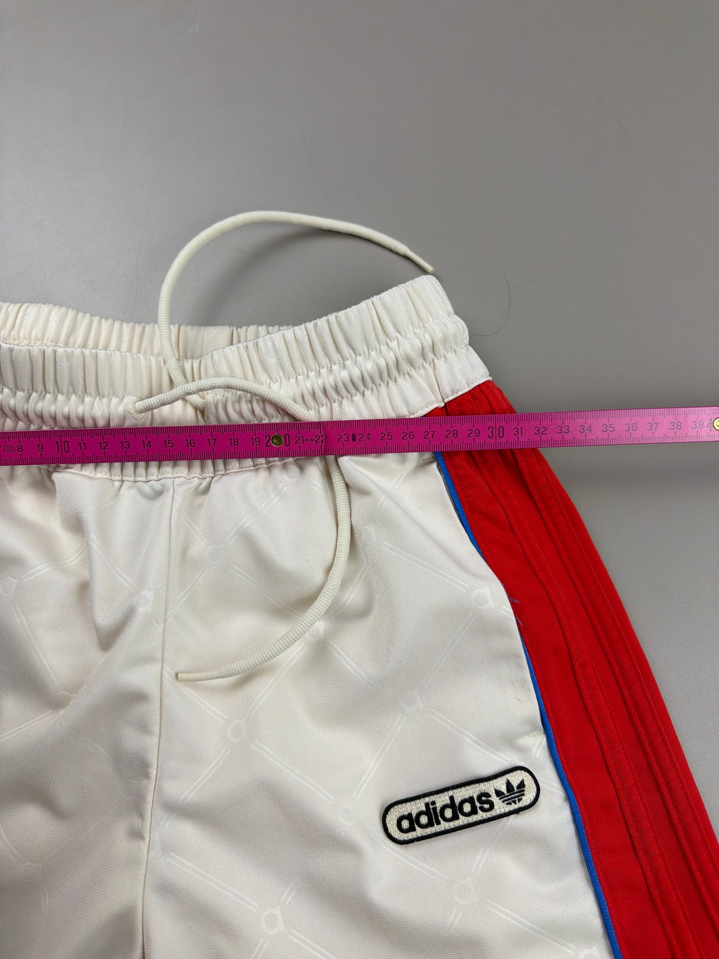 Adidas Y2K "Monogram" Wide Leg Trackpants - Off-White / Racing Red