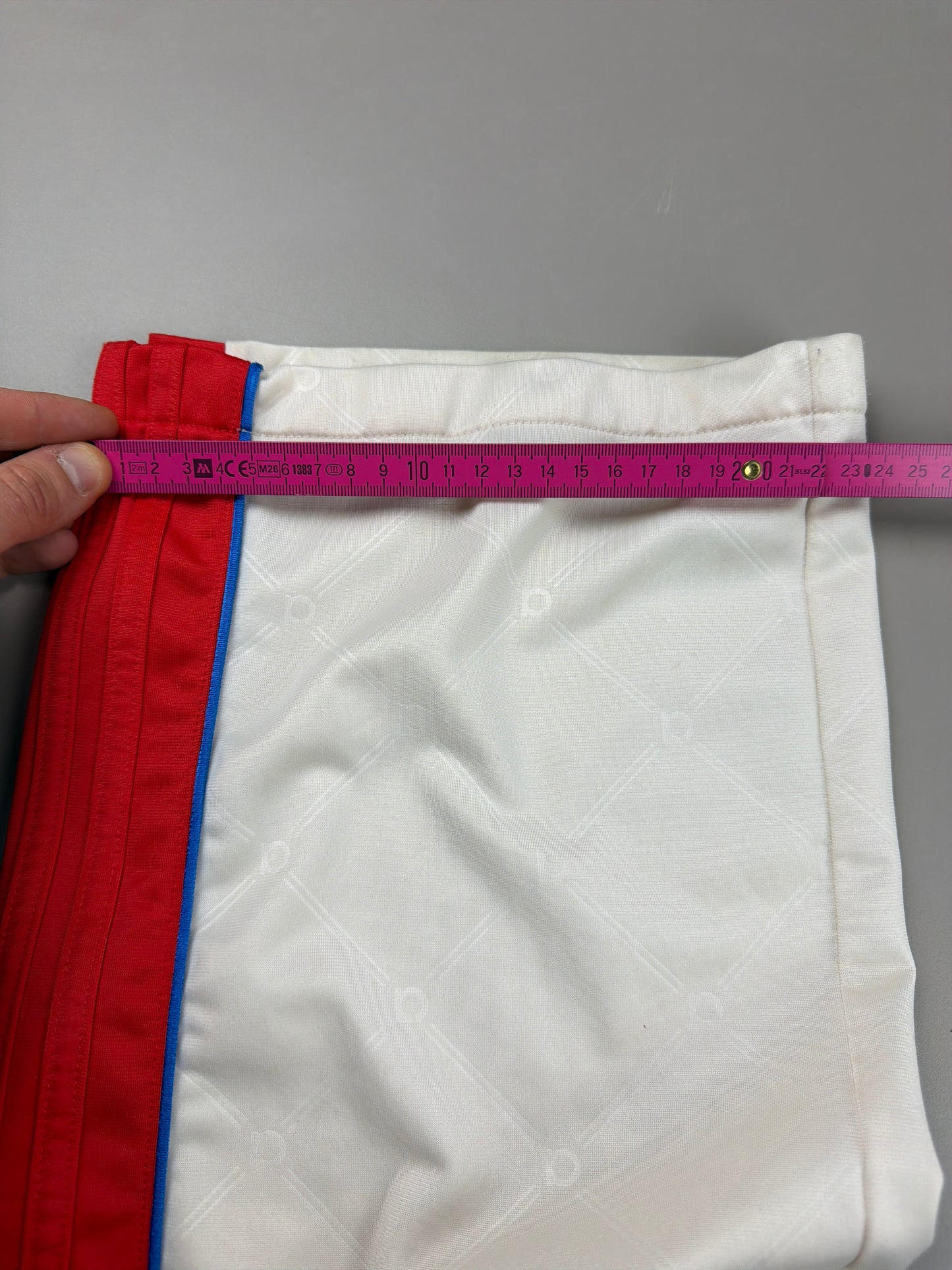Adidas Y2K "Monogram" Wide Leg Trackpants - Off-White / Racing Red