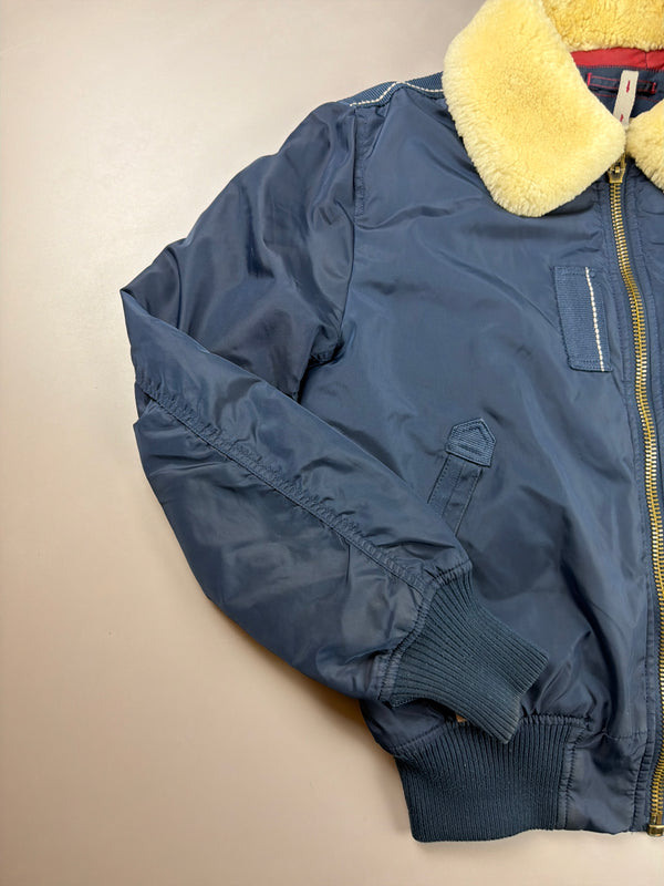 Alpha Industries Y2K "Aviator" Bomber Jacket - Navy Blue / Real Sheep Fur
