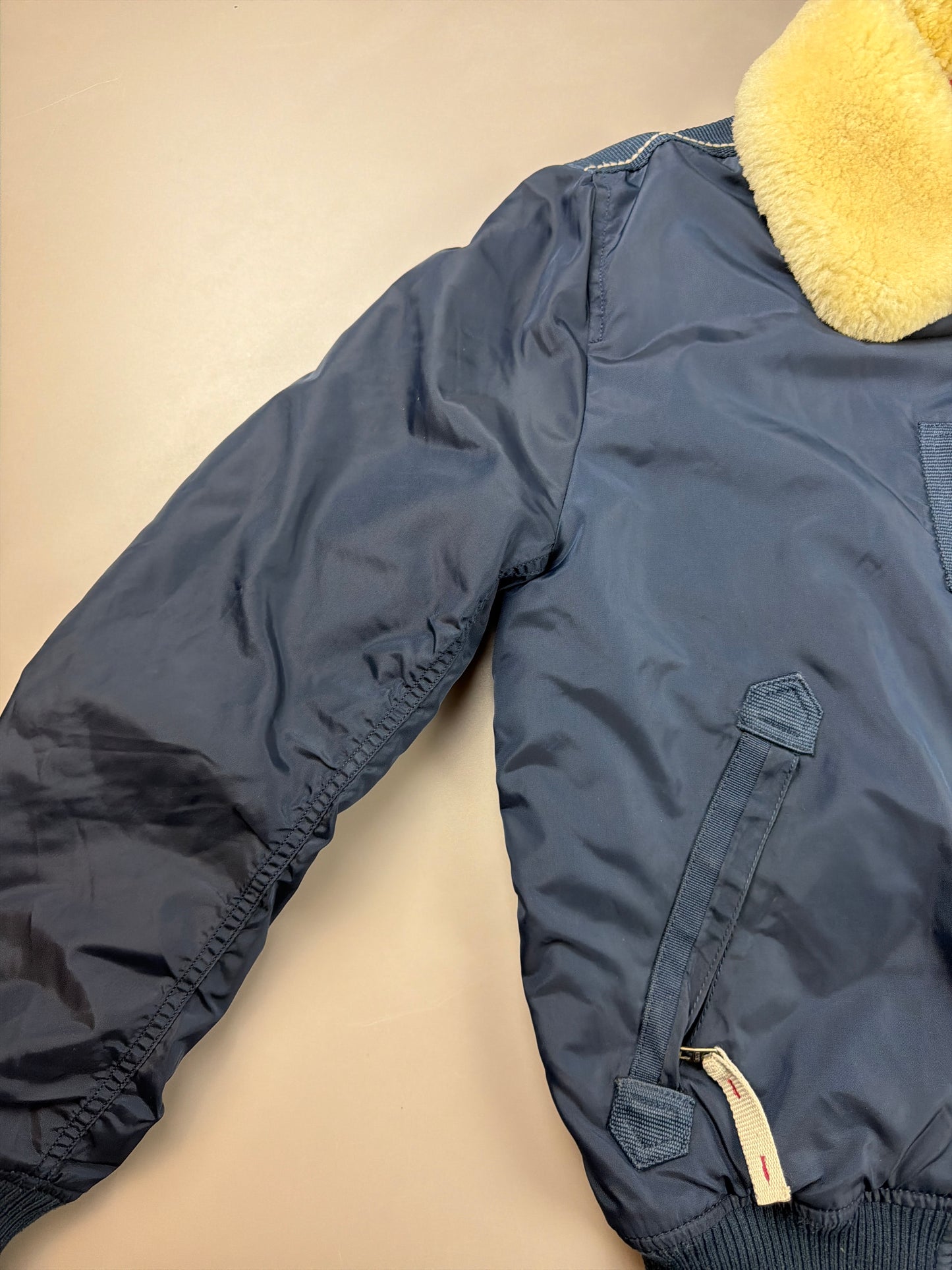 Alpha Industries Y2K "Aviator" Bomber Jacket - Navy Blue / Real Sheep Fur