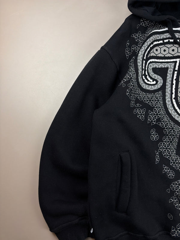 Southpole "Cyber Hexagon" Rhinestone Zip Hoodie - Black & Silver