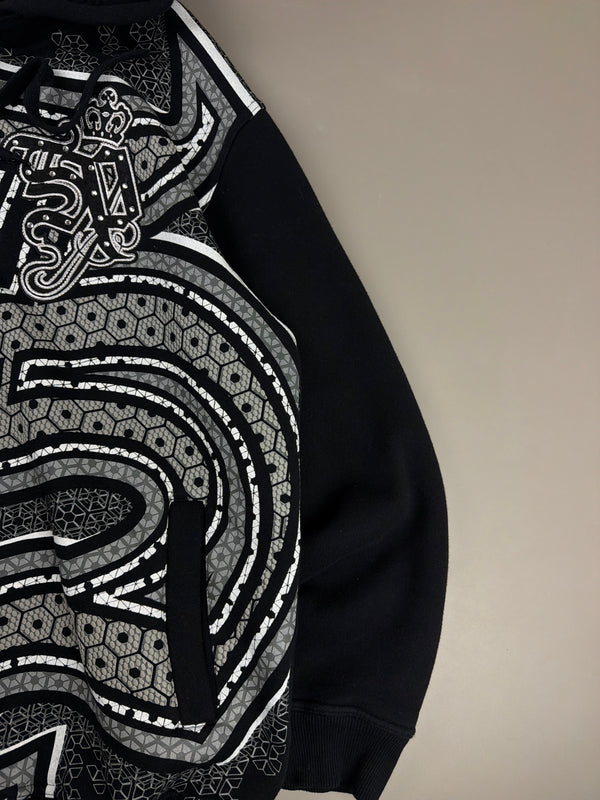 Southpole "Cyber Hexagon" Rhinestone Zip Hoodie - Black & Silver