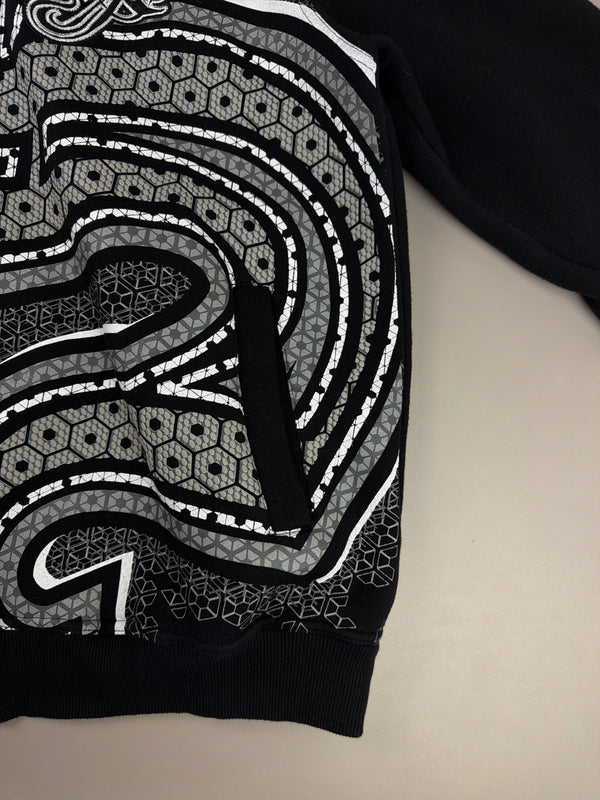 Southpole "Cyber Hexagon" Rhinestone Zip Hoodie - Black & Silver