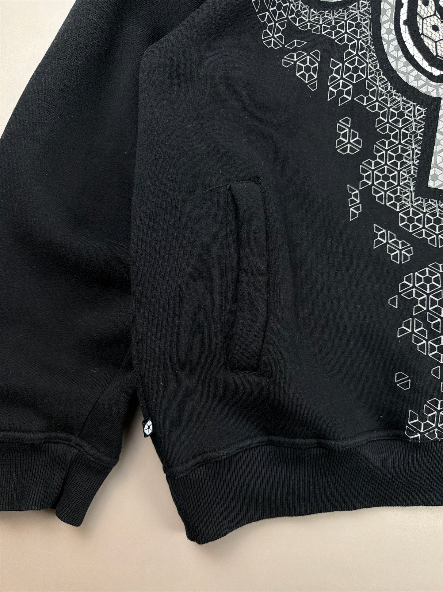 Southpole "Cyber Hexagon" Rhinestone Zip Hoodie - Black & Silver