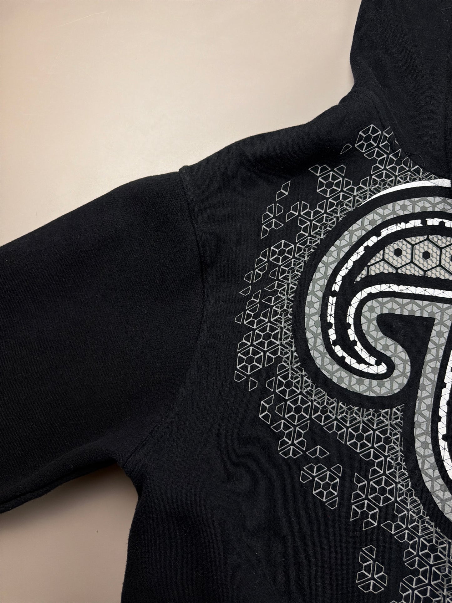 Southpole "Cyber Hexagon" Rhinestone Zip Hoodie - Black & Silver