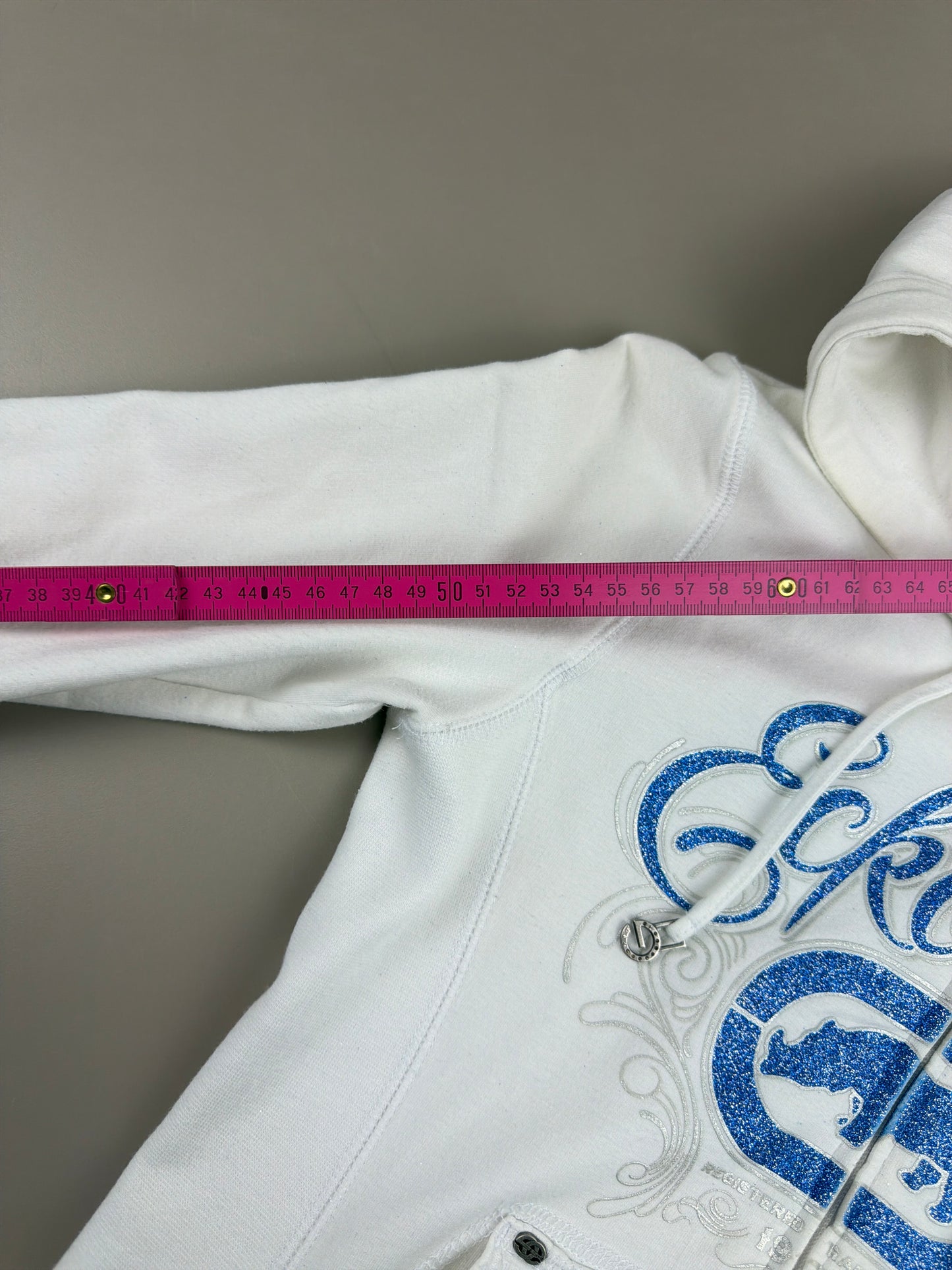 Ecko Red "Glitter Logo" Embellished Zip Hoodie - White