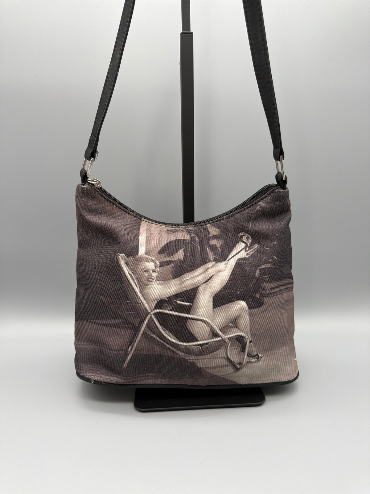 Y2K Pin-Up Vintage Shoulder Bag - Black & Sepia