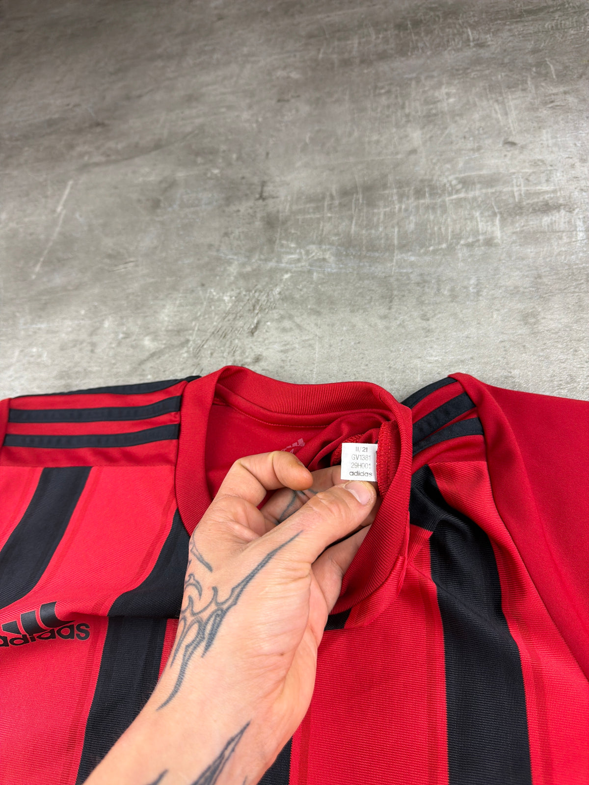 Adidas Striped Aeroready Jersey - Red / Black