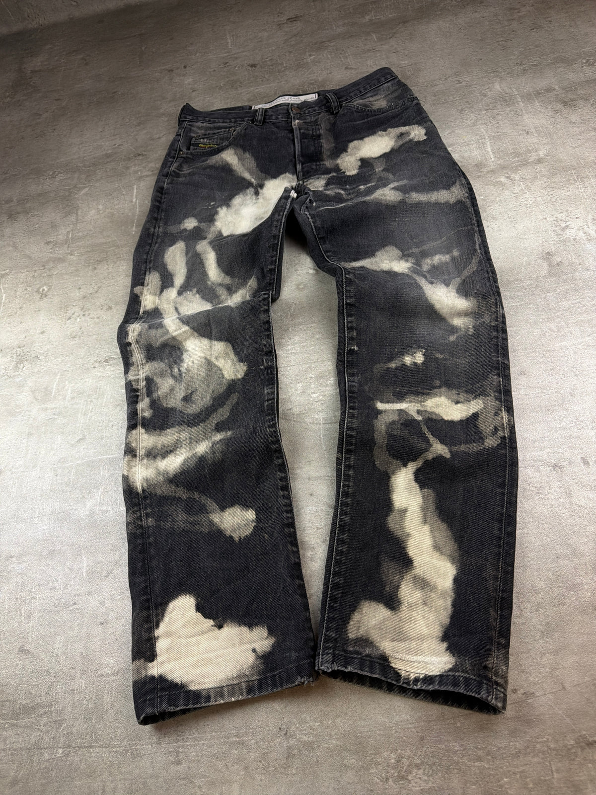 Diesel Archive Bleached "Cloud" Denim Jeans - Acid Washed / Black