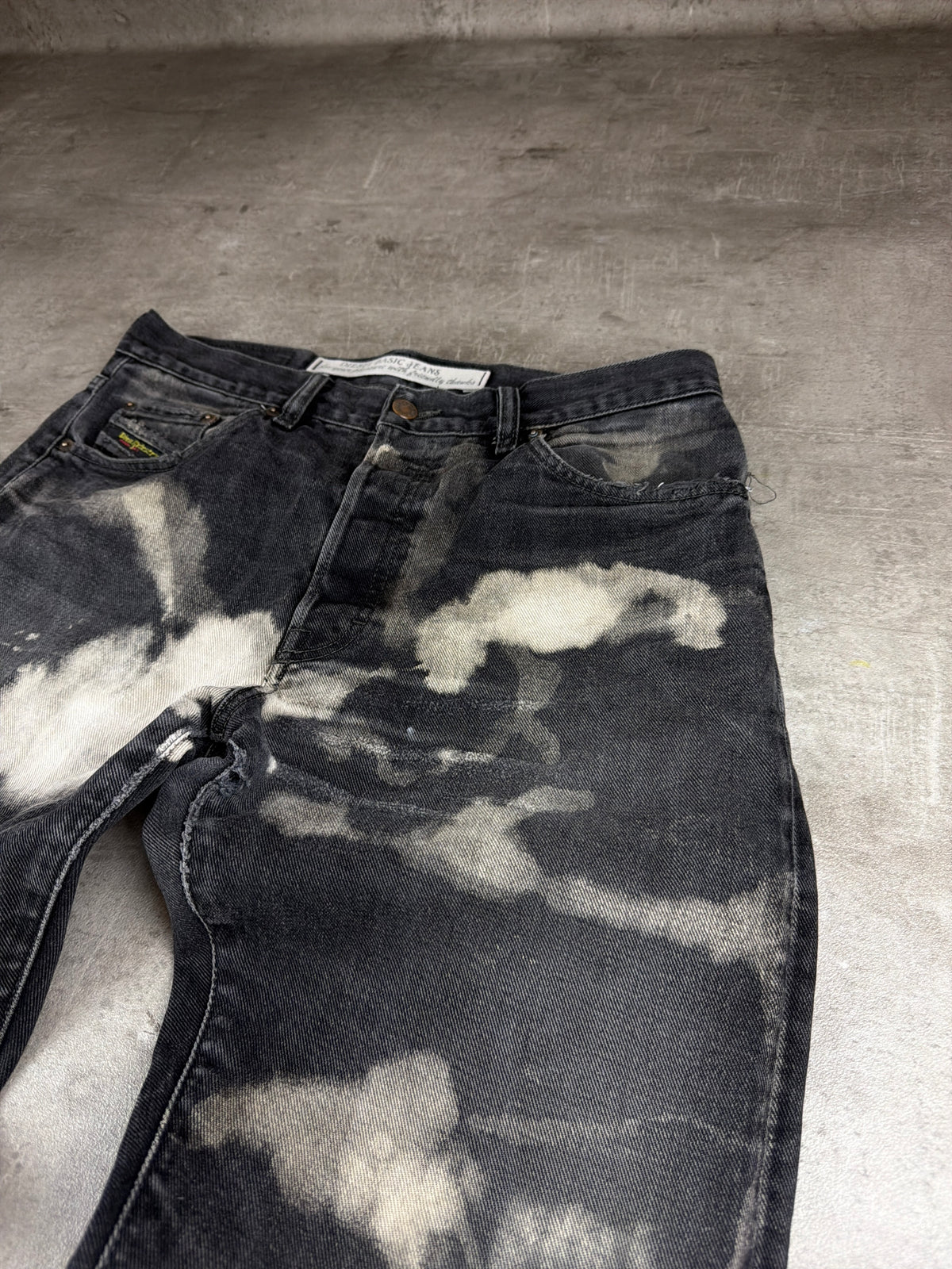 Diesel Archive Bleached "Cloud" Denim Jeans - Acid Washed / Black