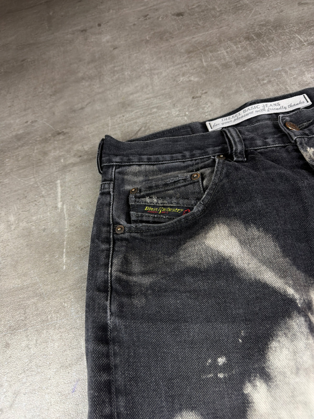 Diesel Archive Bleached "Cloud" Denim Jeans - Acid Washed / Black