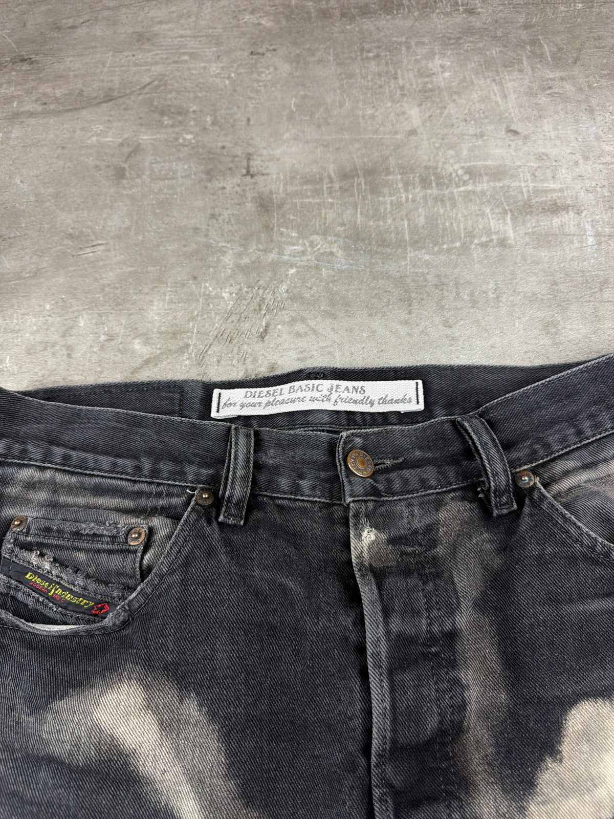 Diesel Archive Bleached "Cloud" Denim Jeans - Acid Washed / Black