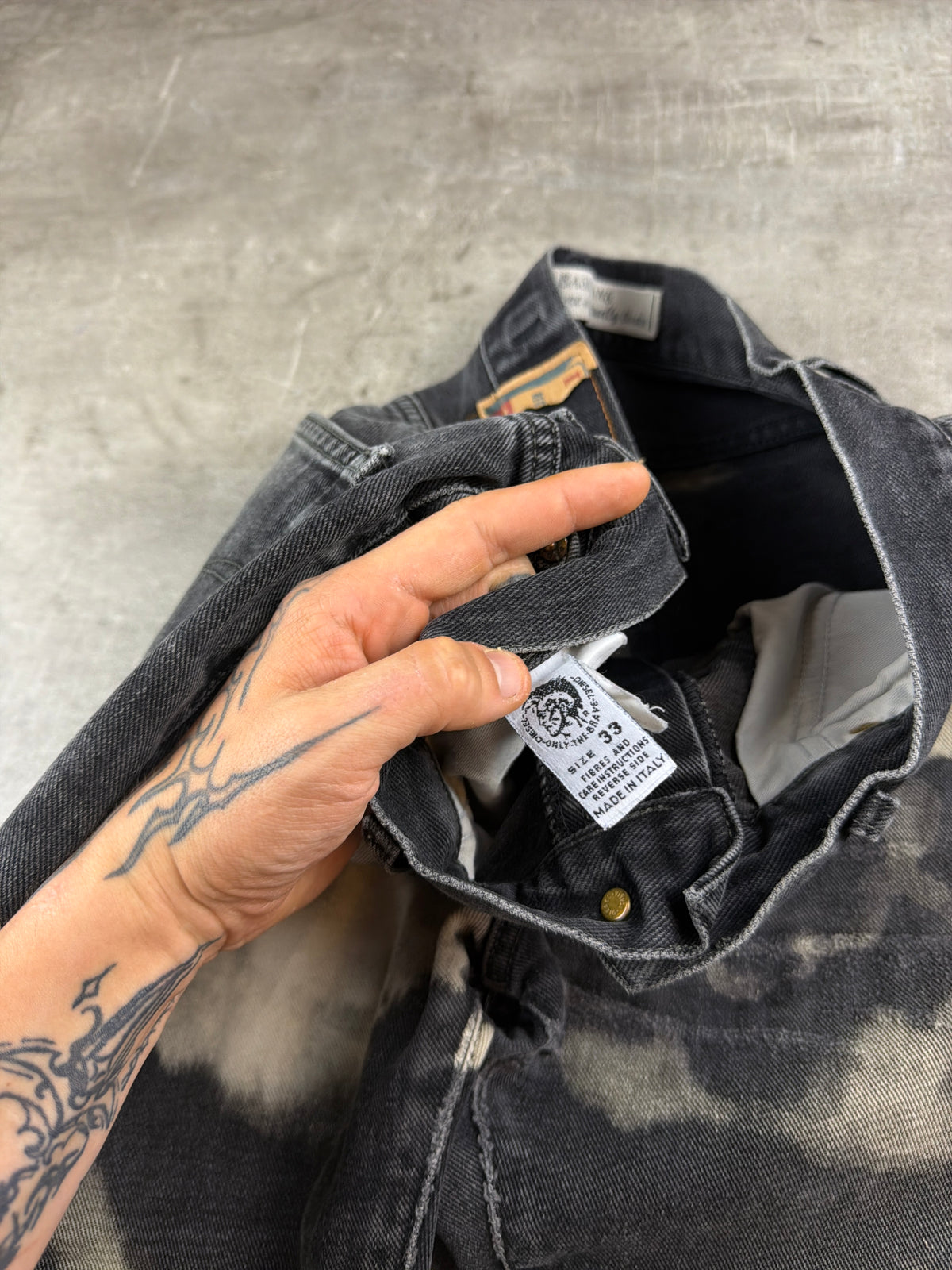 Diesel Archive Bleached "Cloud" Denim Jeans - Acid Washed / Black