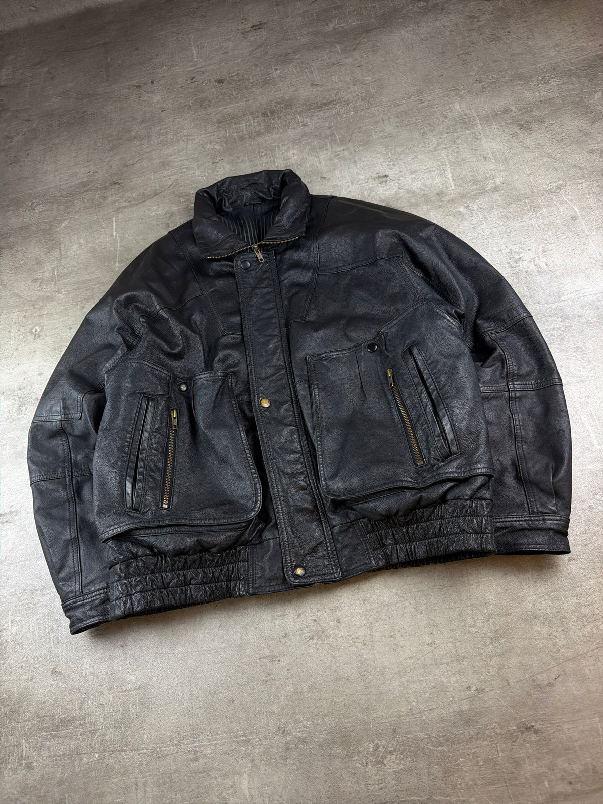 Peter Lukas Oversized Leather Bomber Jacket - Black