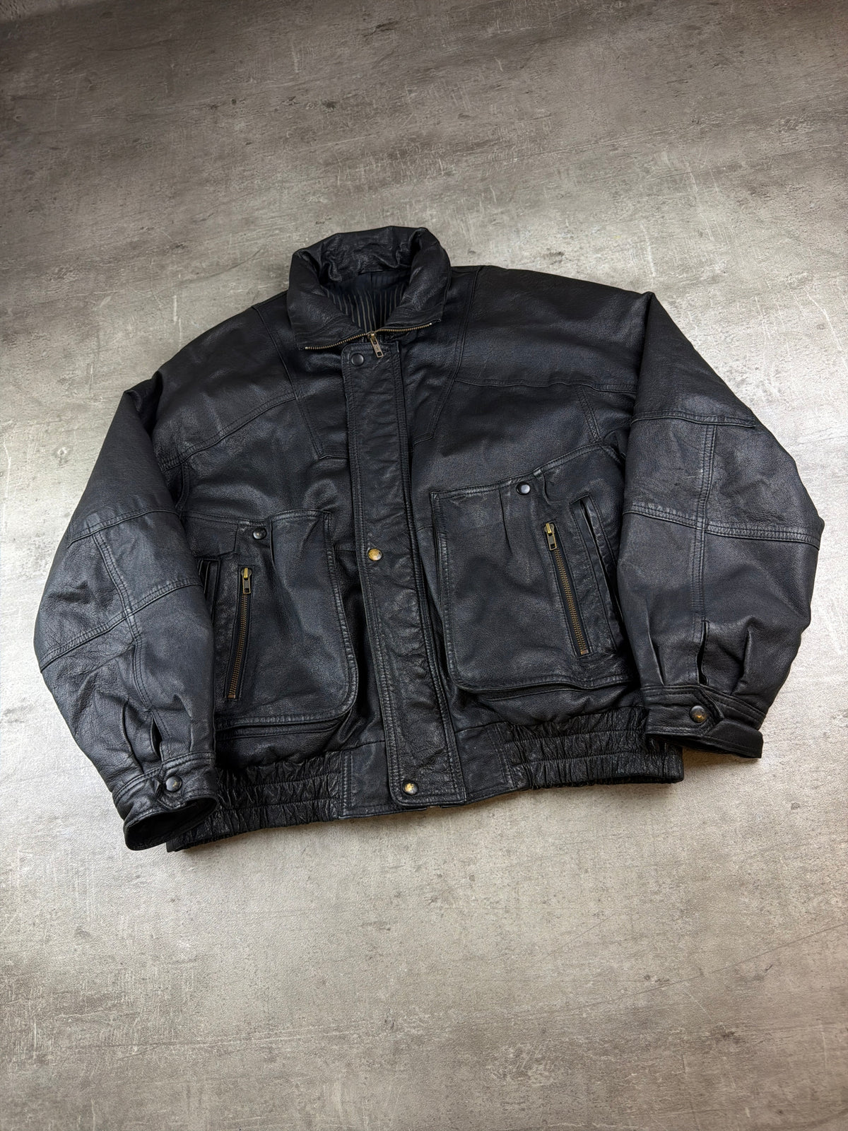 Peter Lukas Oversized Leather Bomber Jacket - Black