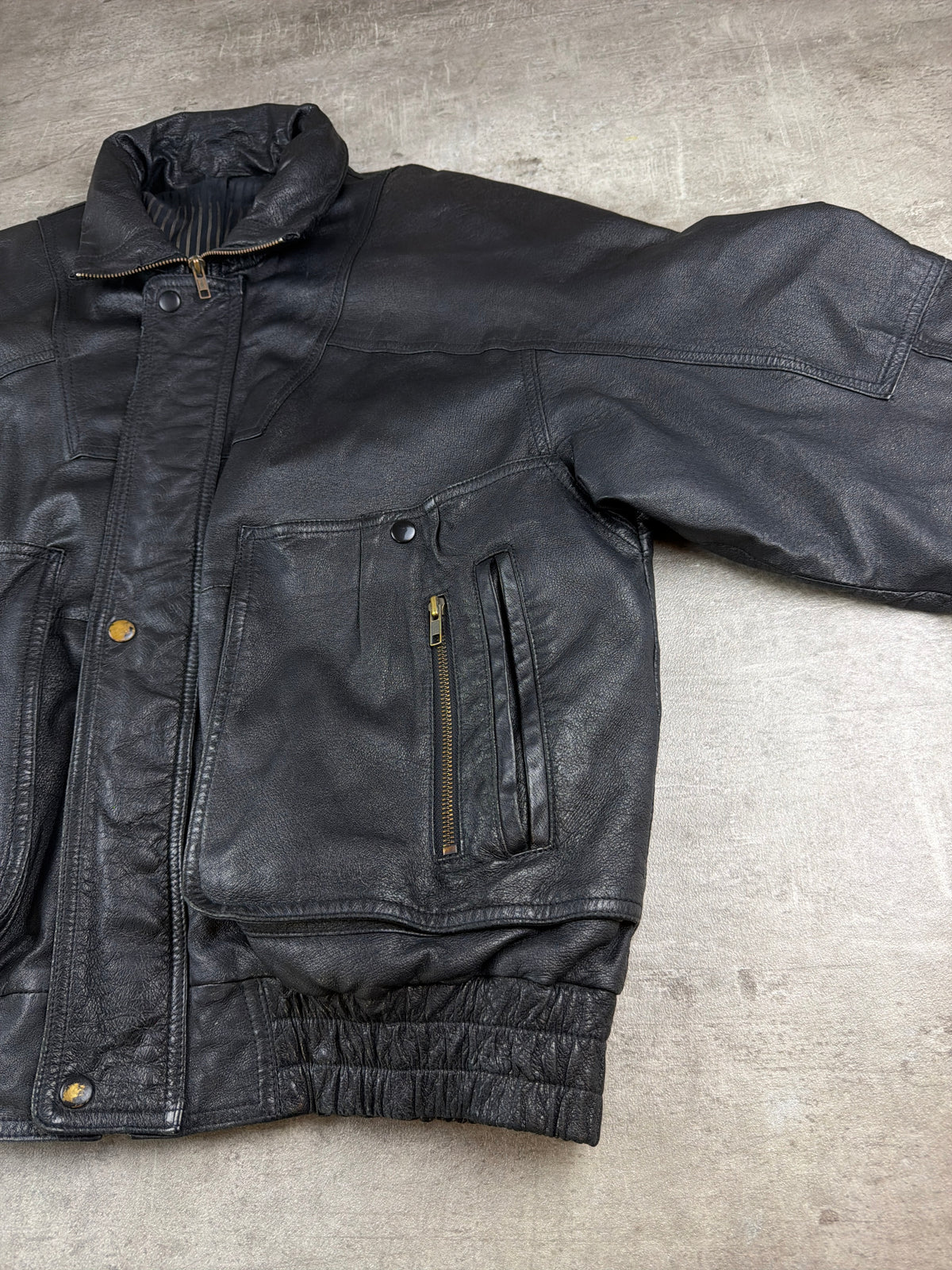 Peter Lukas Oversized Leather Bomber Jacket - Black