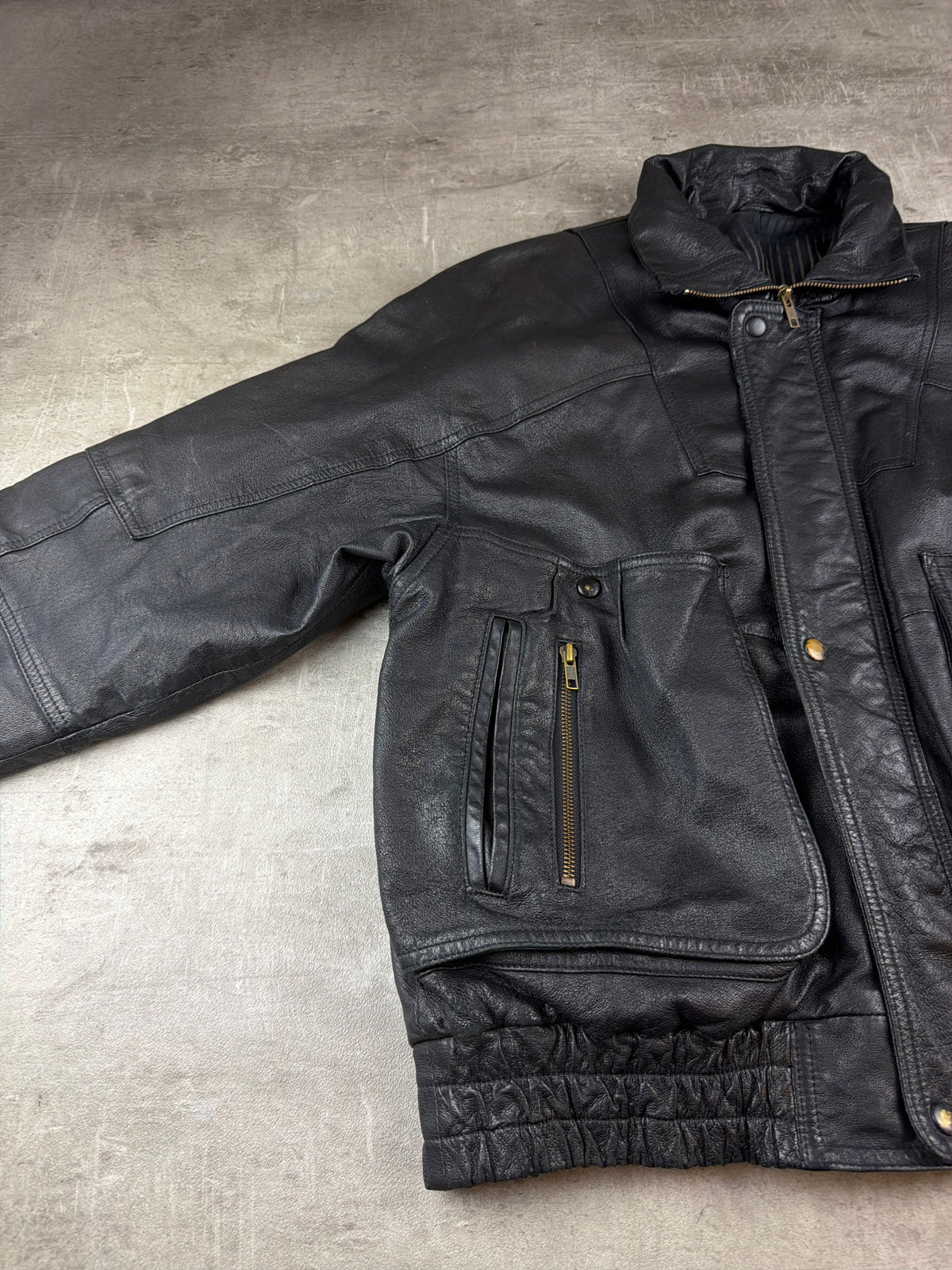 Peter Lukas Oversized Leather Bomber Jacket - Black