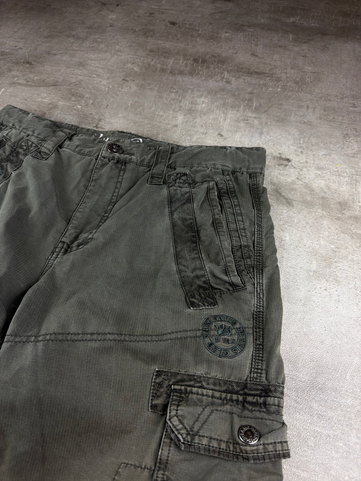 Camp David Vintage Utility "Gisela" Multi-Pockets Cargo Pants - Washed Khaki / Olive Grey