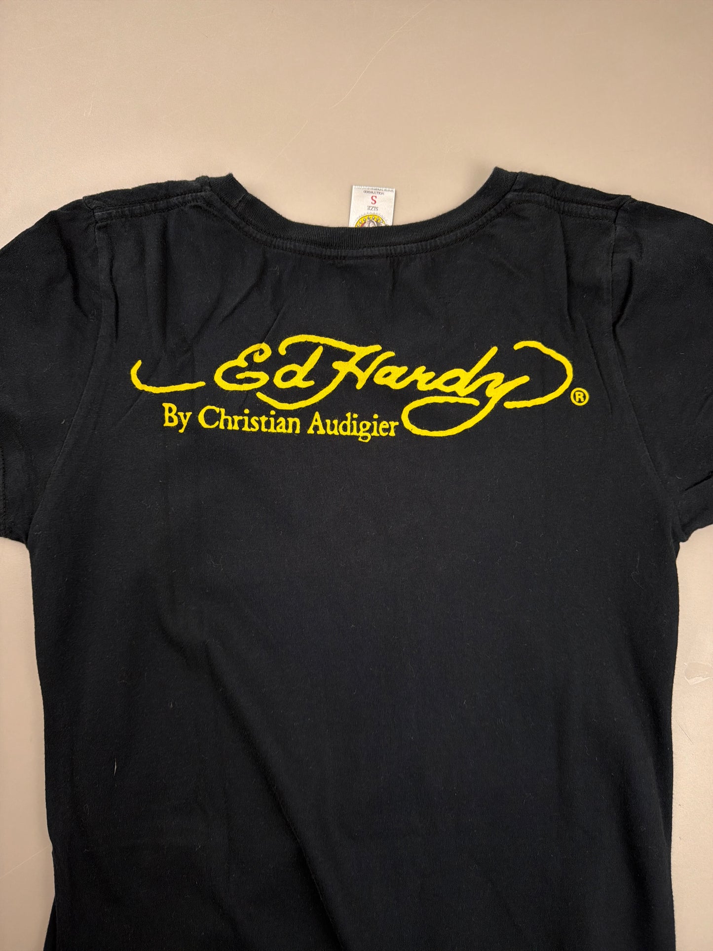 Ed Hardy Archive "Fairy Butterfly" Baby Tee - Black Y2K