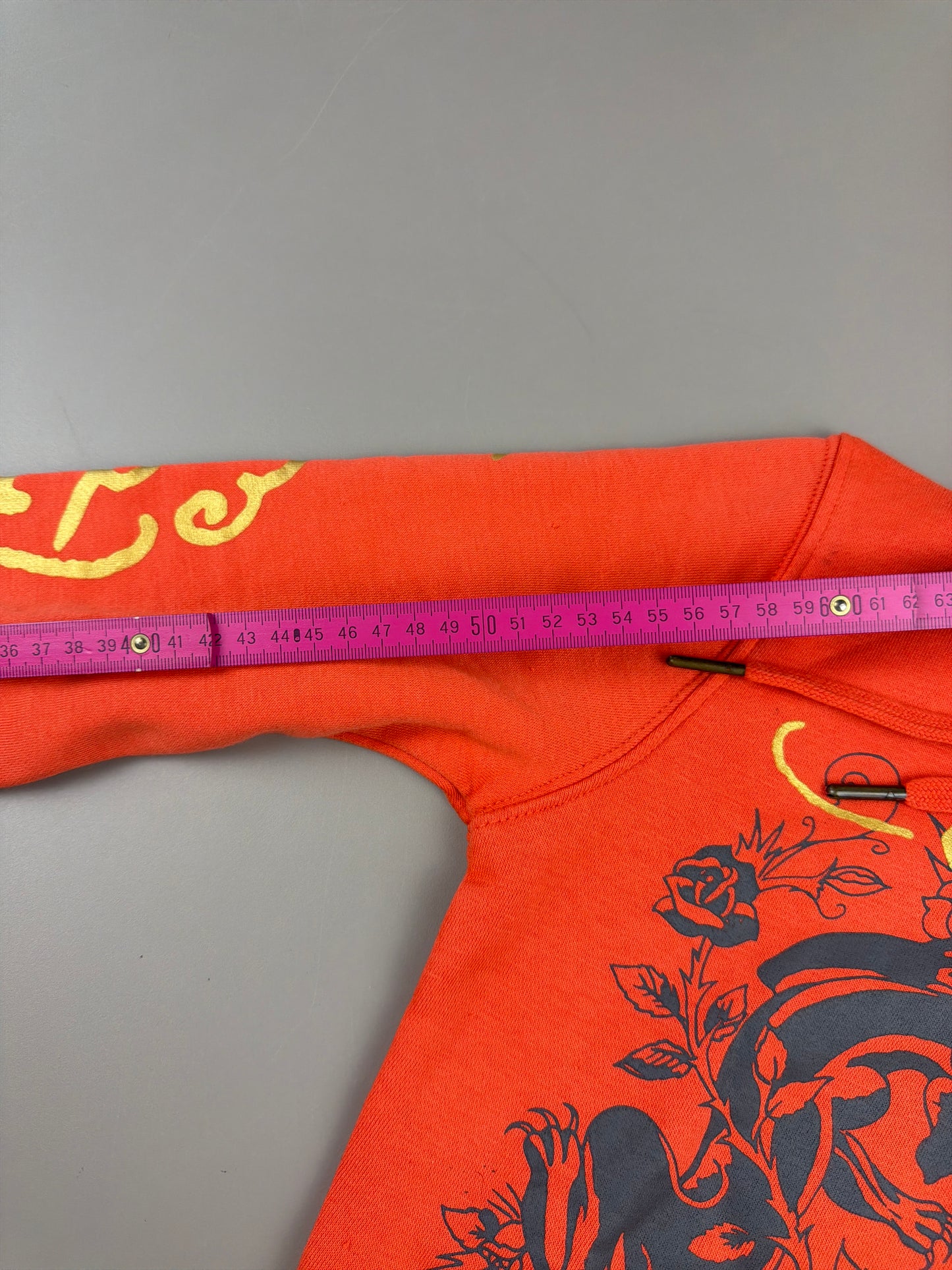 Ed Hardy Y2K "Death Before Dishonor" Zip Hoodie - Vibrant Orange