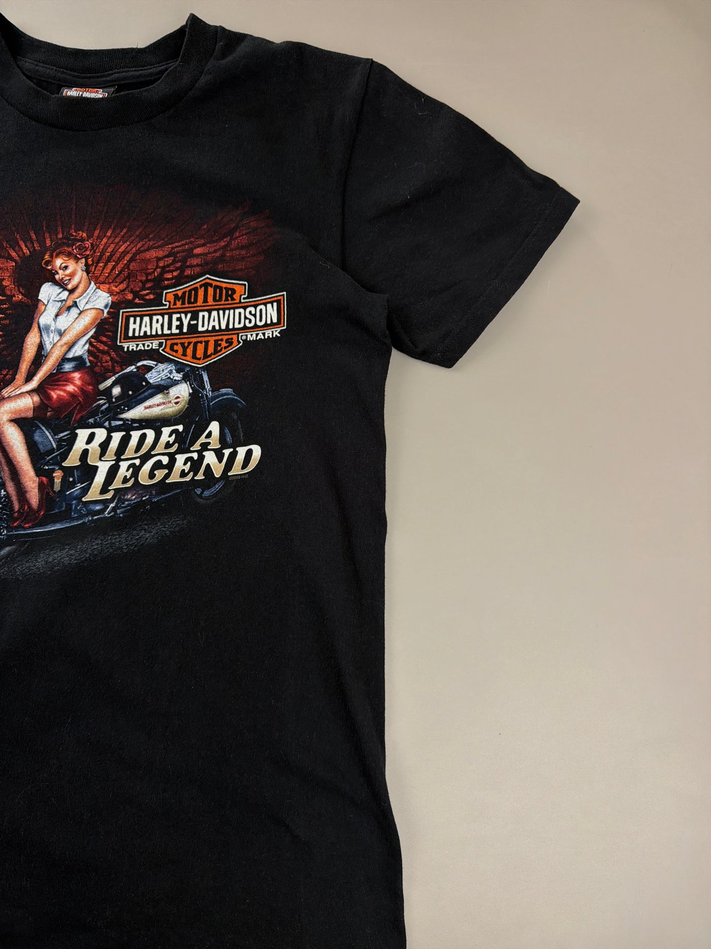 Harley-Davidson "Ride A Legend" Graphic Tee - All Black Y2K Biker Core