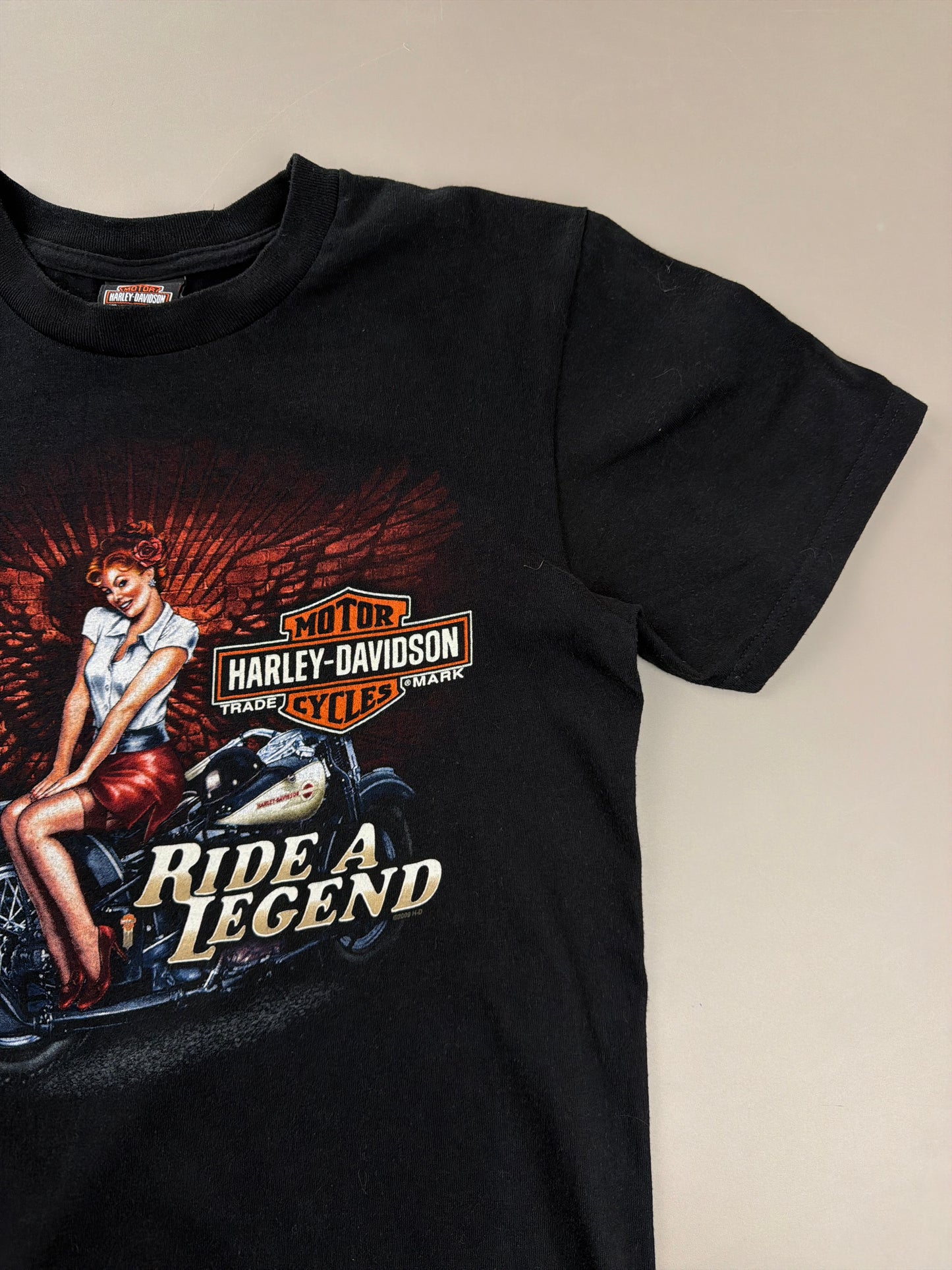 Harley-Davidson "Ride A Legend" Graphic Tee - All Black Y2K Biker Core