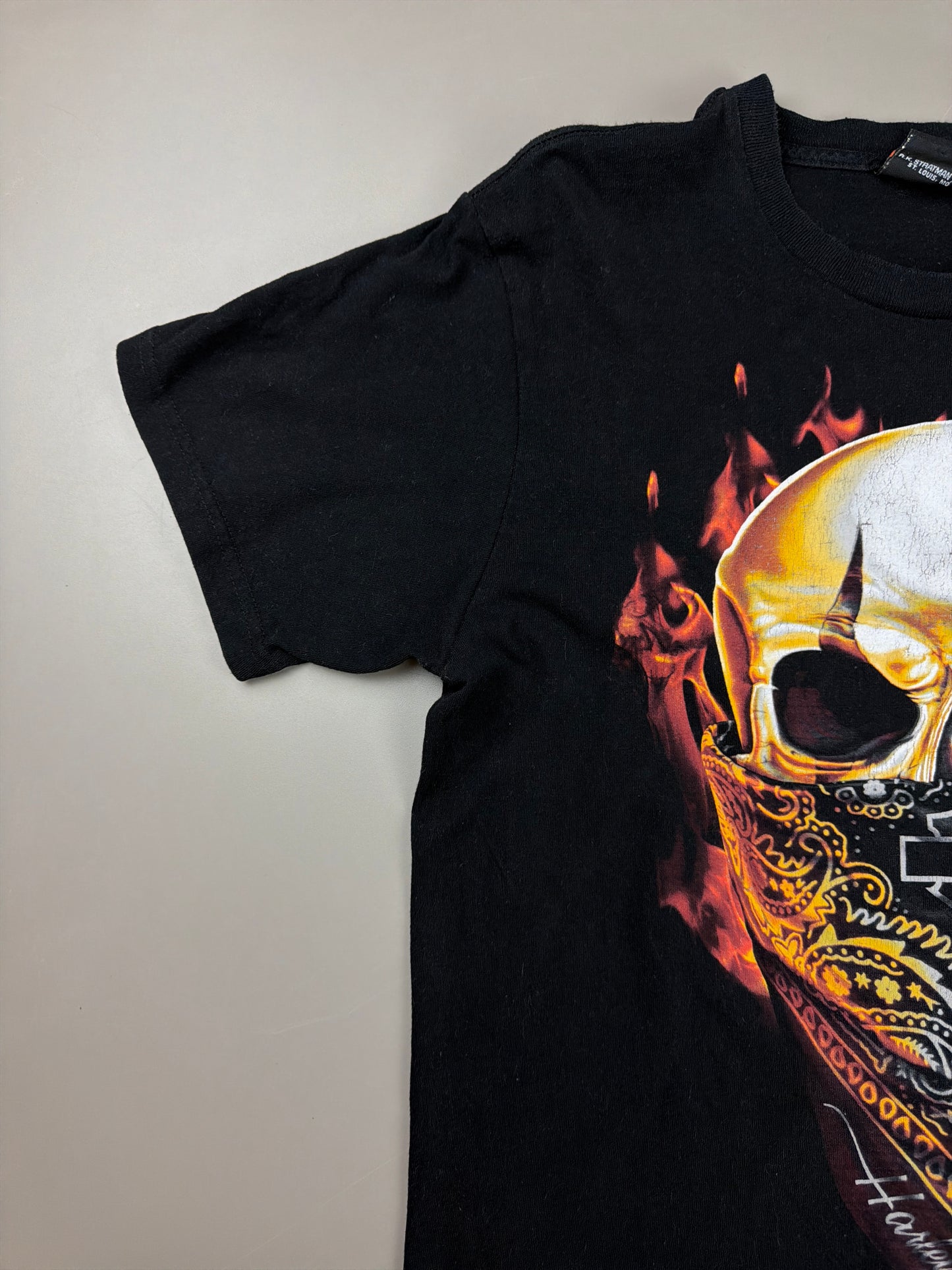 Harley-Davidson "Reims Skull" Graphic Tee - All Black / Y2K Biker Grunge