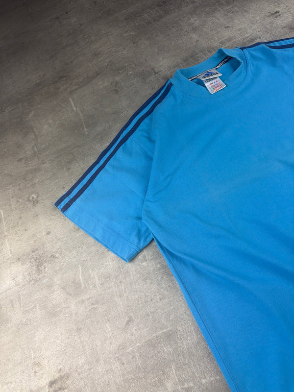 Adidas Y2K Three-Stripes Embroidered Logo Tee - Sky Blue / Navy