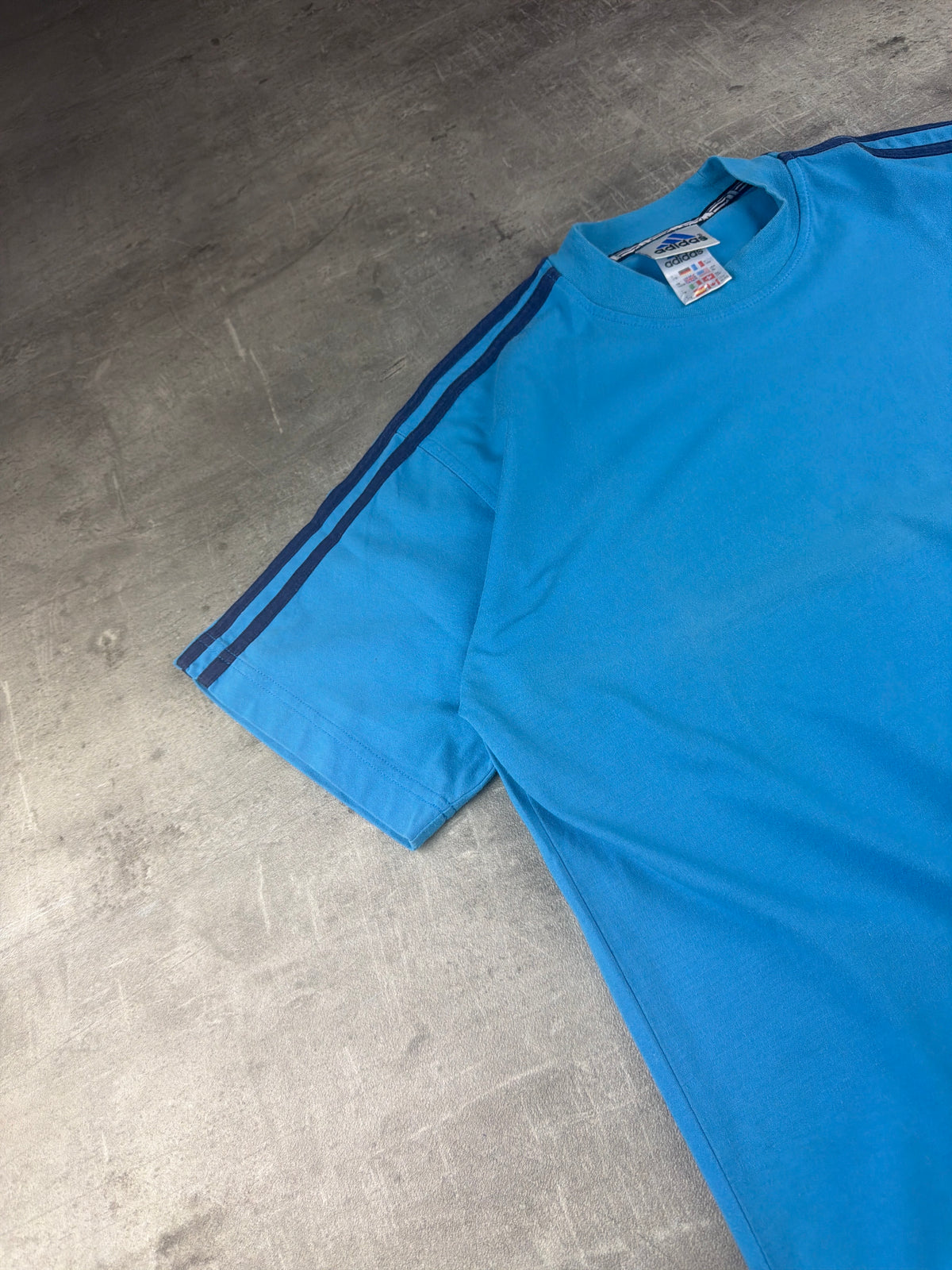 Adidas Y2K Three-Stripes Embroidered Logo Tee - Sky Blue / Navy - Past Pieces
