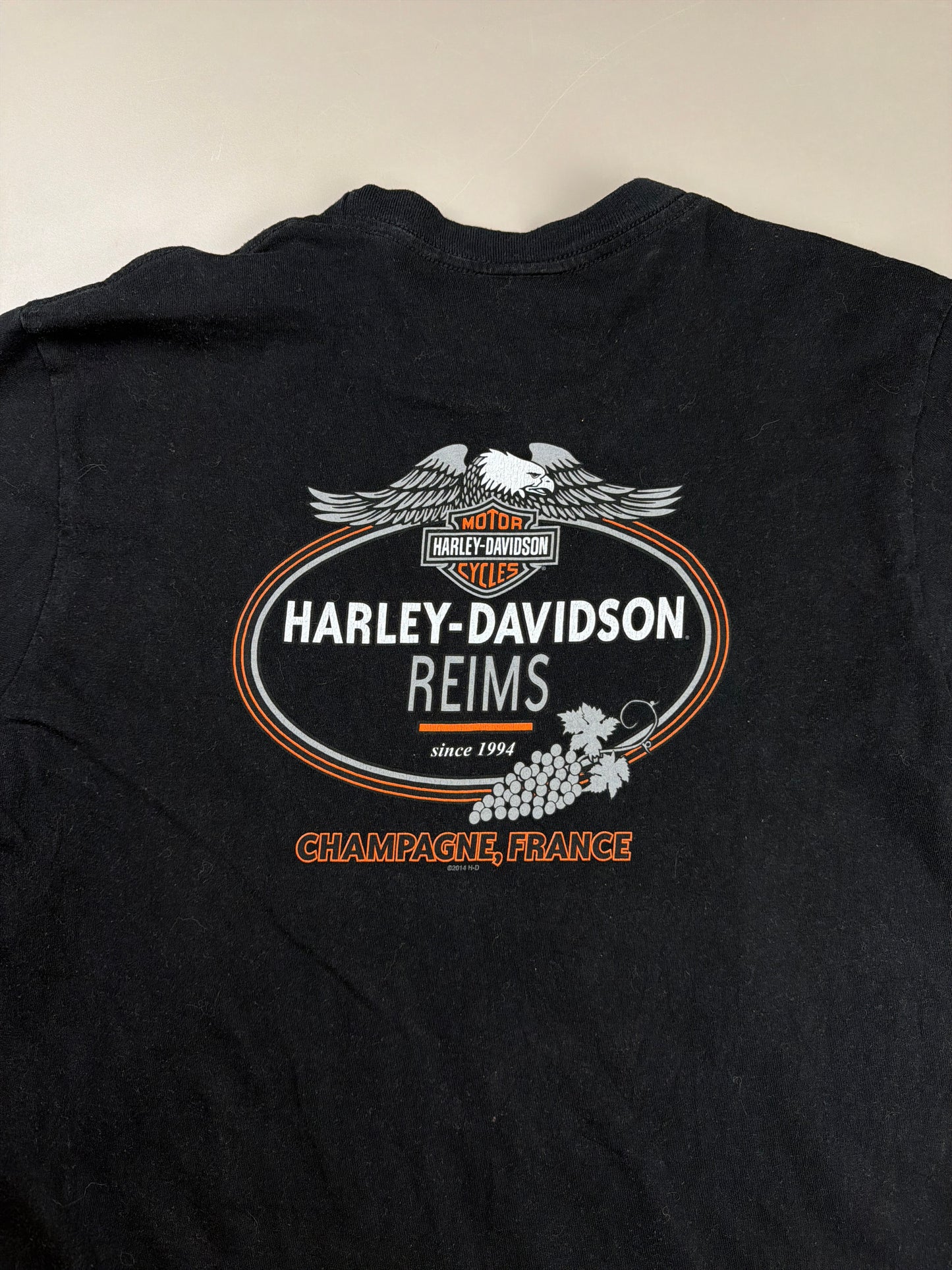 Harley-Davidson "Reims Skull" Graphic Tee - All Black / Y2K Biker Grunge