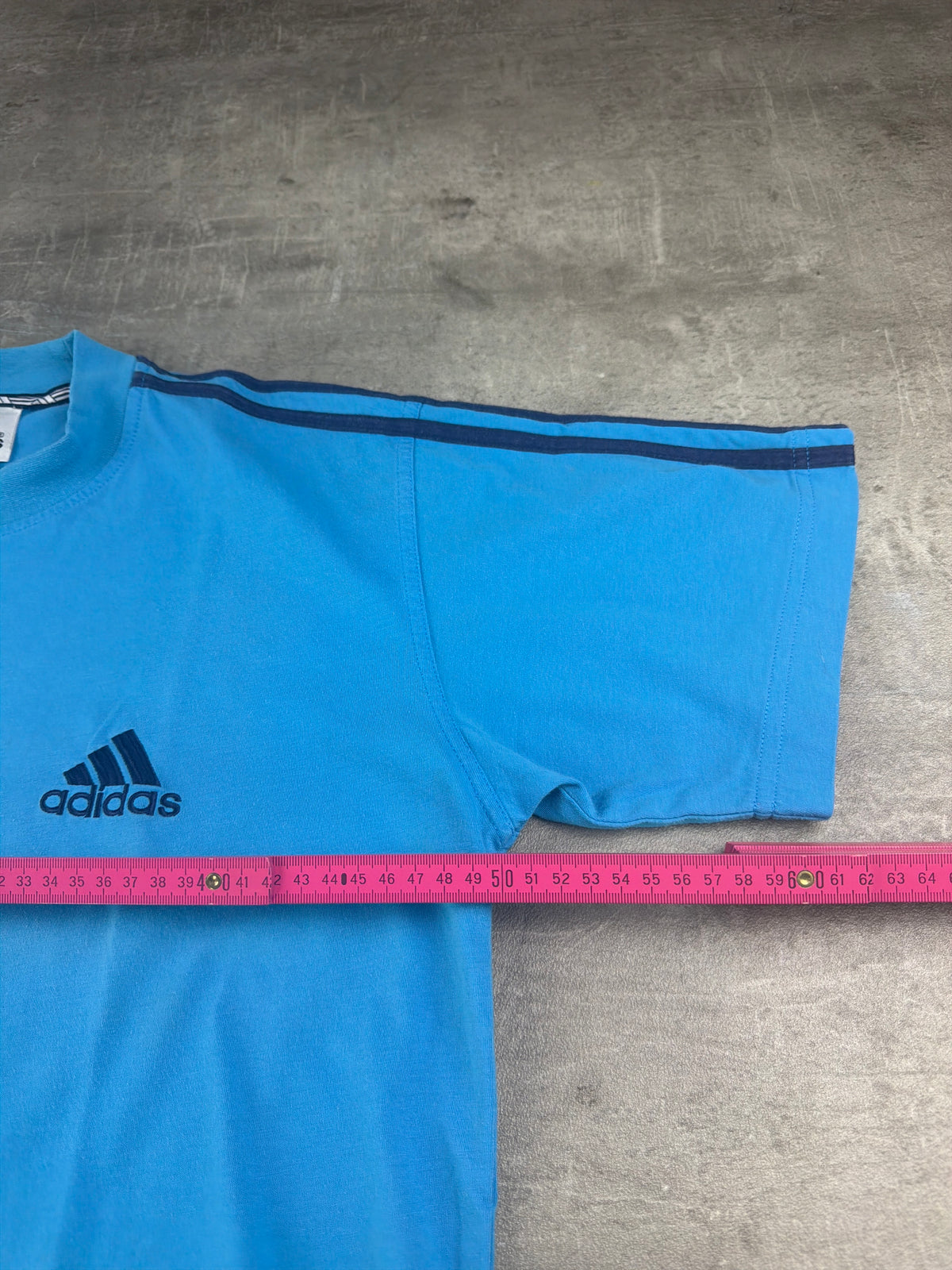 Adidas Y2K Three-Stripes Embroidered Logo Tee - Sky Blue / Navy - Past Pieces