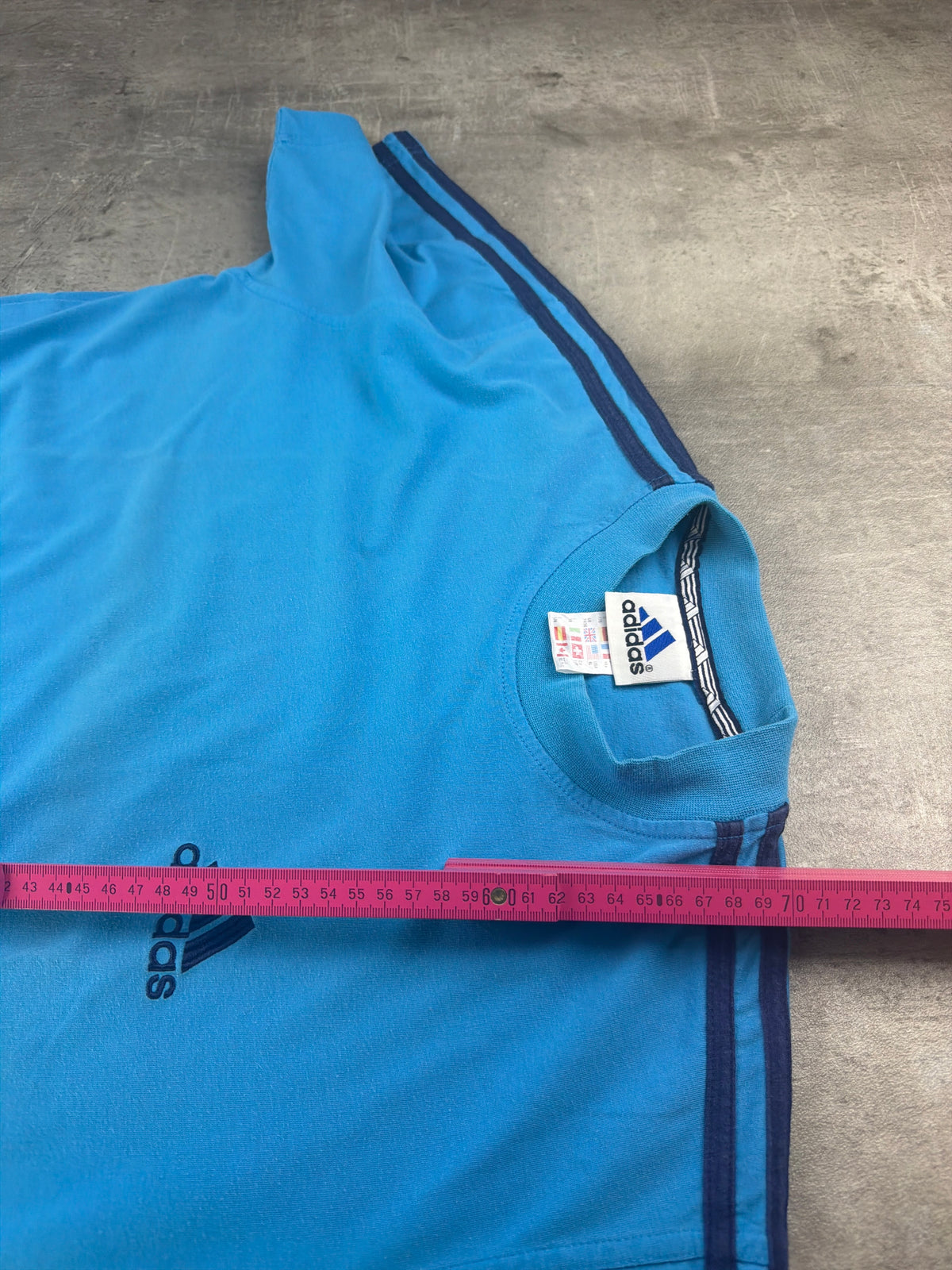 Adidas Y2K Three-Stripes Embroidered Logo Tee - Sky Blue / Navy - Past Pieces