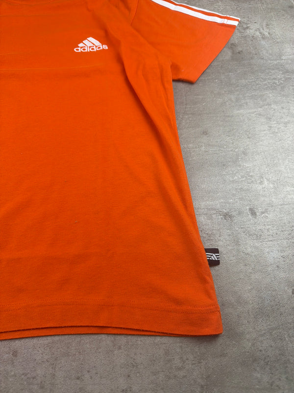 Adidas Y2K Three-Stripes Embroidered Logo Tee - Orange / White