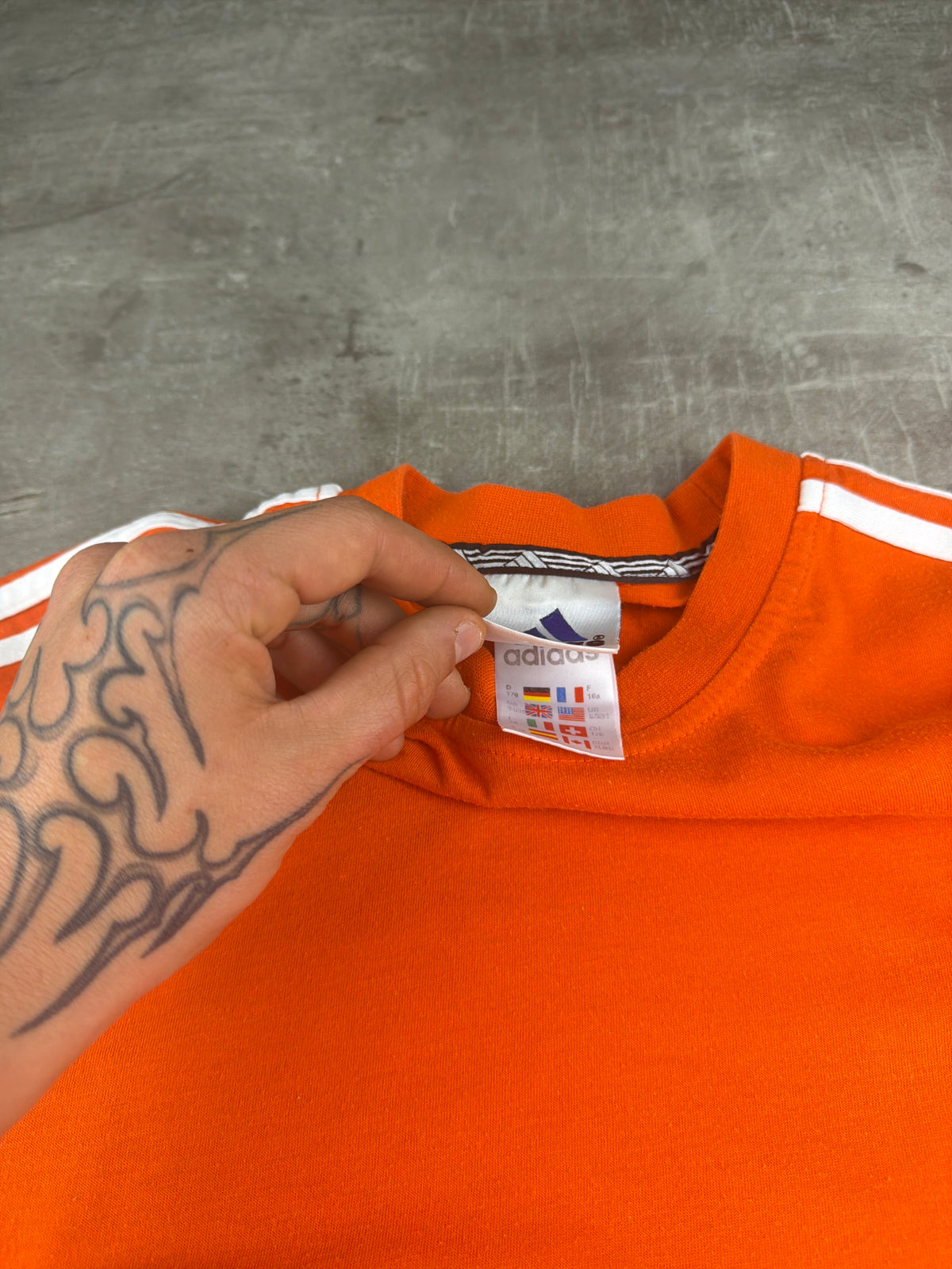 Adidas Y2K Three-Stripes Embroidered Logo Tee - Orange / White - Past Pieces