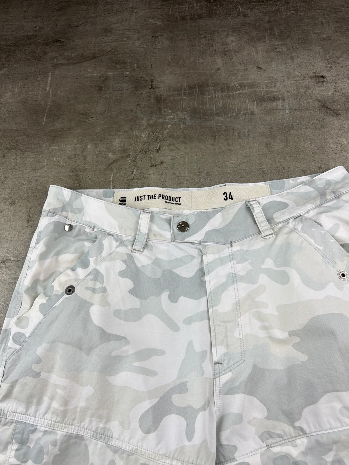 G-Star Raw Baggy Camo Cargo Shorts - Snow White / Light Grey - Past Pieces
